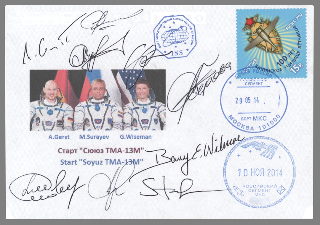 Soyuz TMA-13M ISS Flown Cover, Multi-Signed (9) by Expedition 40 and 41 Crews