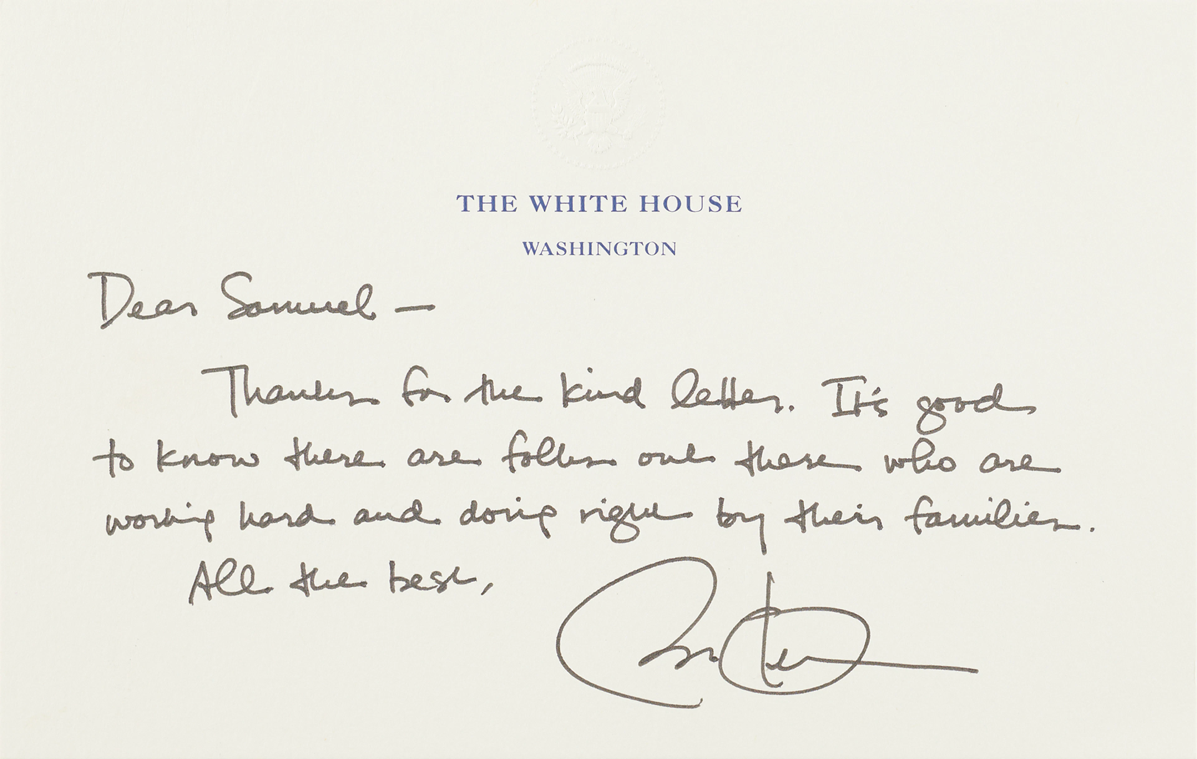 Barack Obama Autograph Letter Signed as President