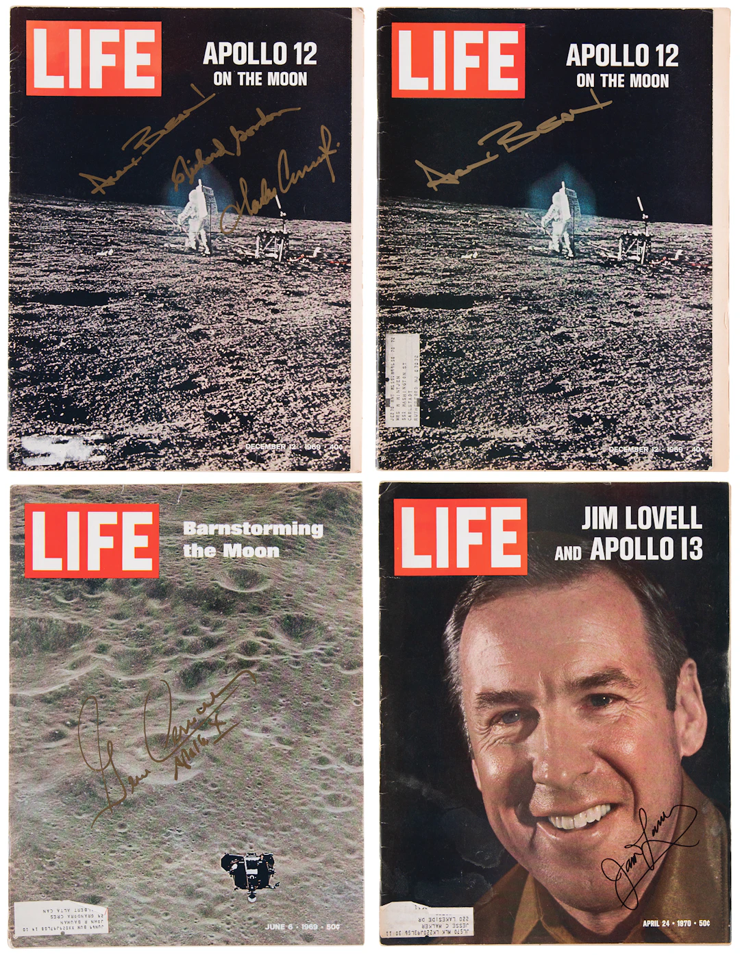 Apollo Astronauts (4) Signed Life Magazines - Gene Cernan, James Lovell