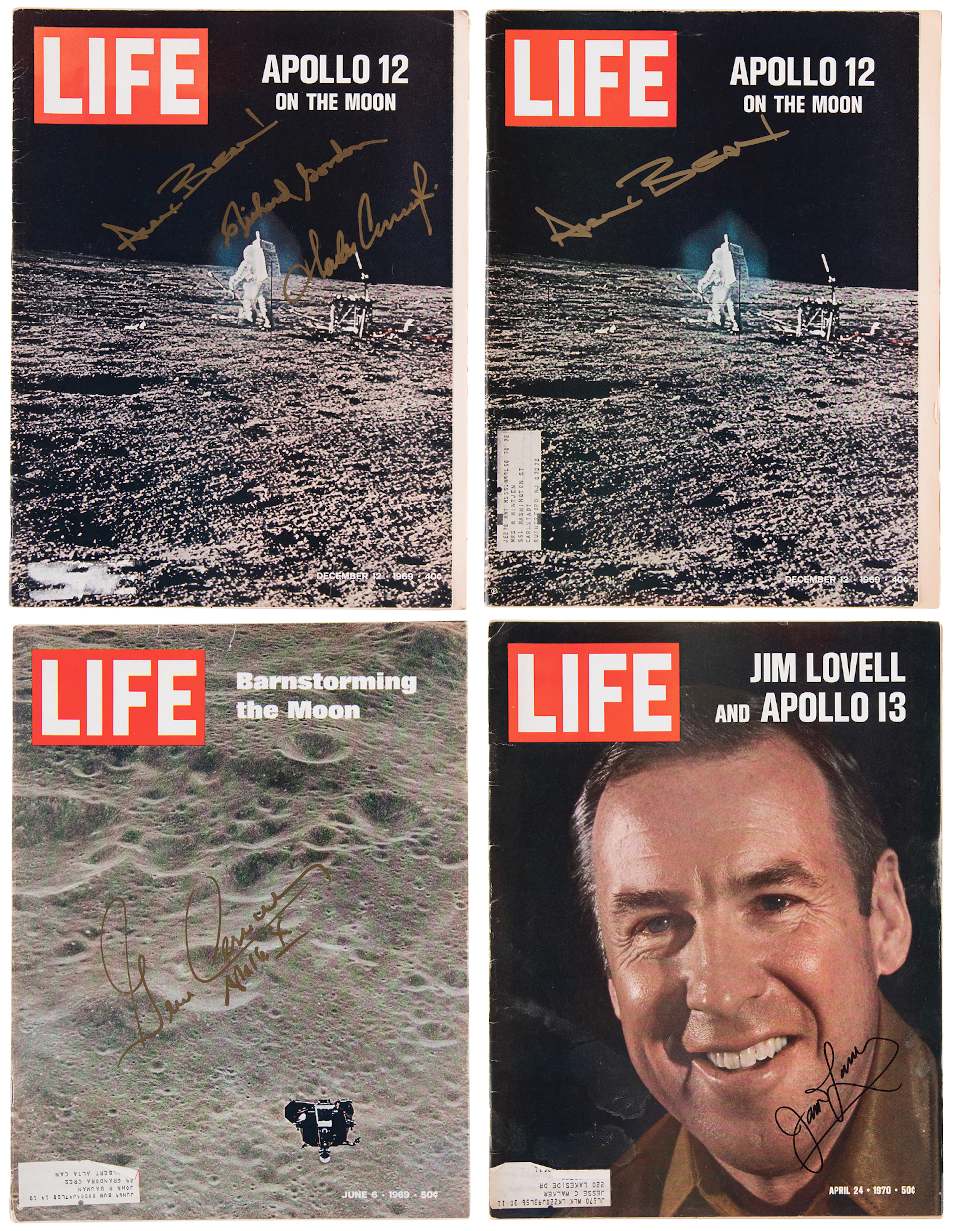 Apollo Astronauts (4) Signed Life Magazines - Gene Cernan, James Lovell