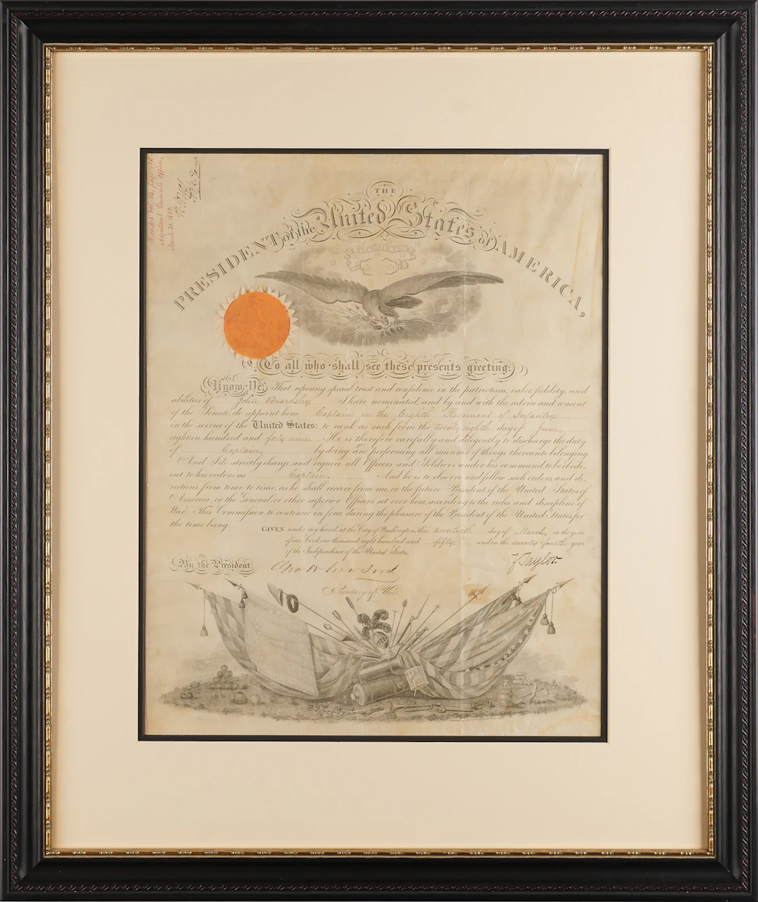 Zachary Taylor Document Signed as President, Commissioning a Mexican-American