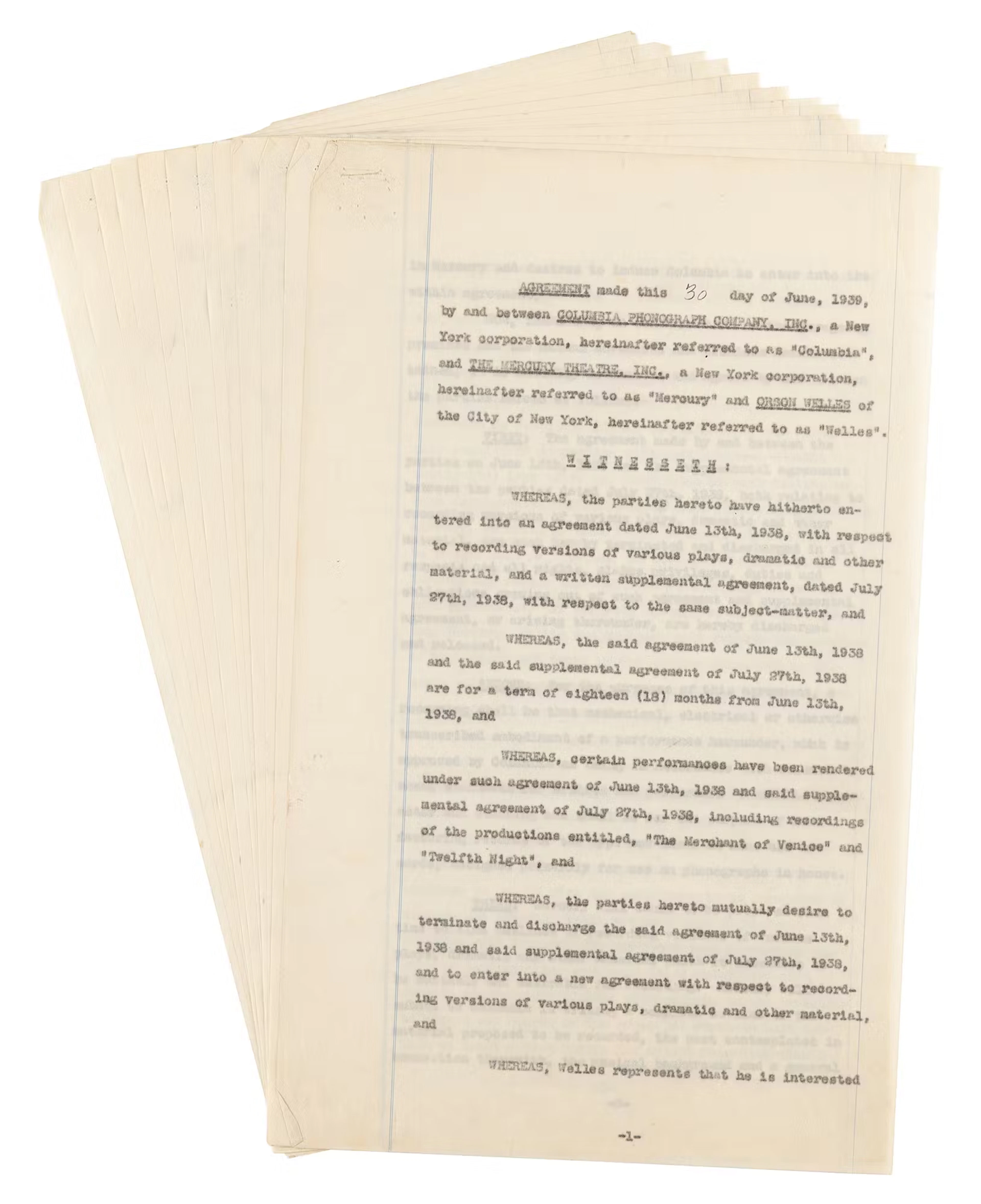 Orson Welles and John Houseman Document Signed