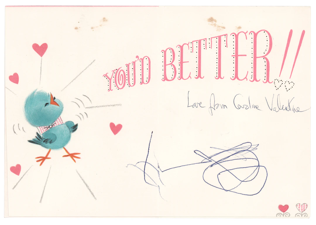 Jacqueline Kennedy and Caroline Kennedy Signed Valentine's Day Card