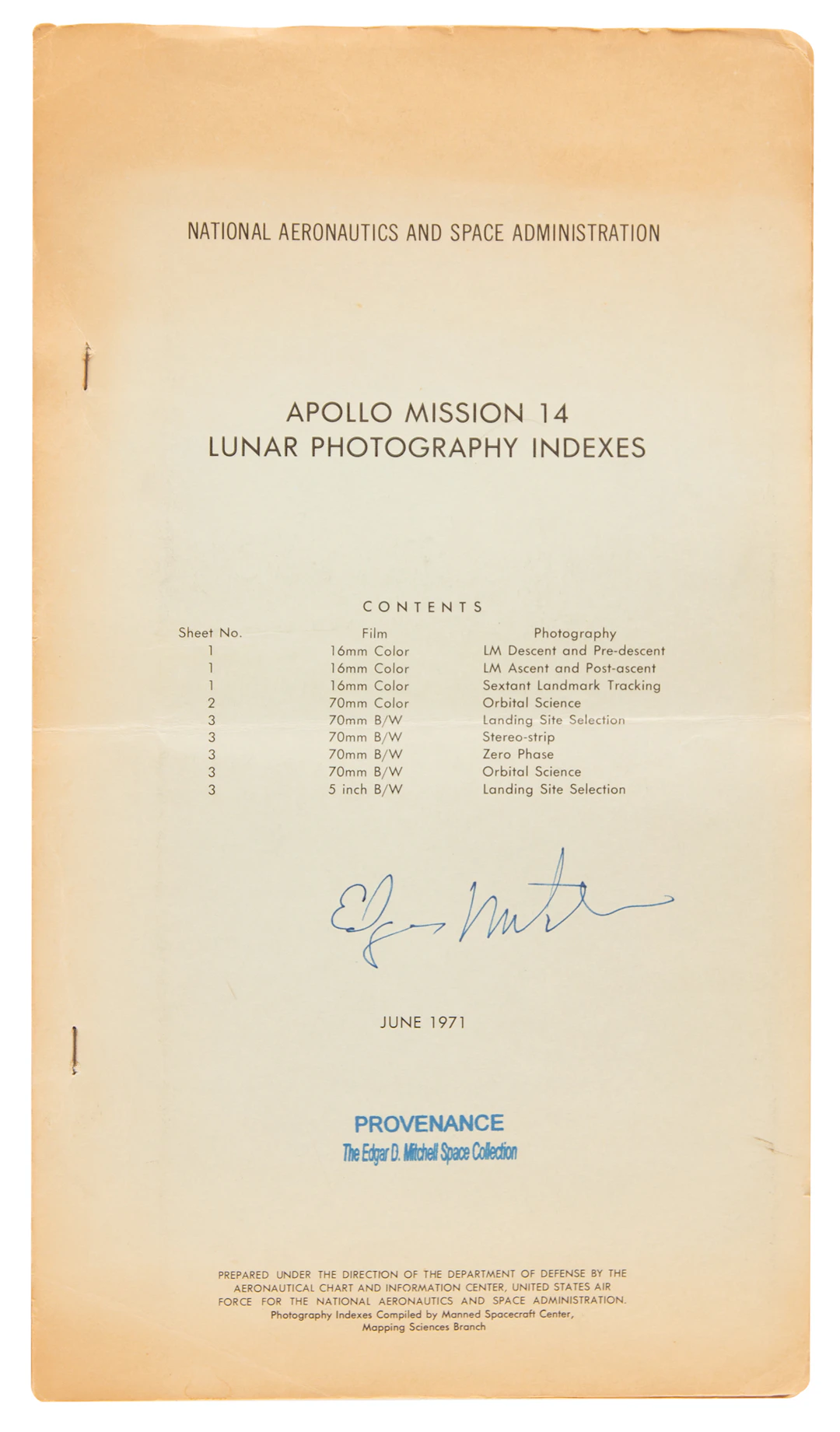 Apollo 14 Lunar Photography Indexes - From the Personal Collection
