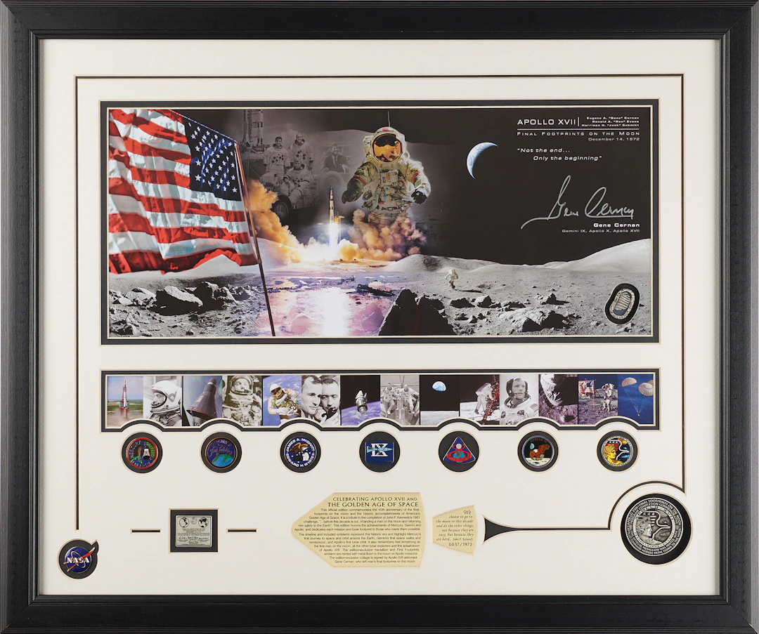 Gene Cernan Signed Winco Display - 'Final Footprints on the Moon'