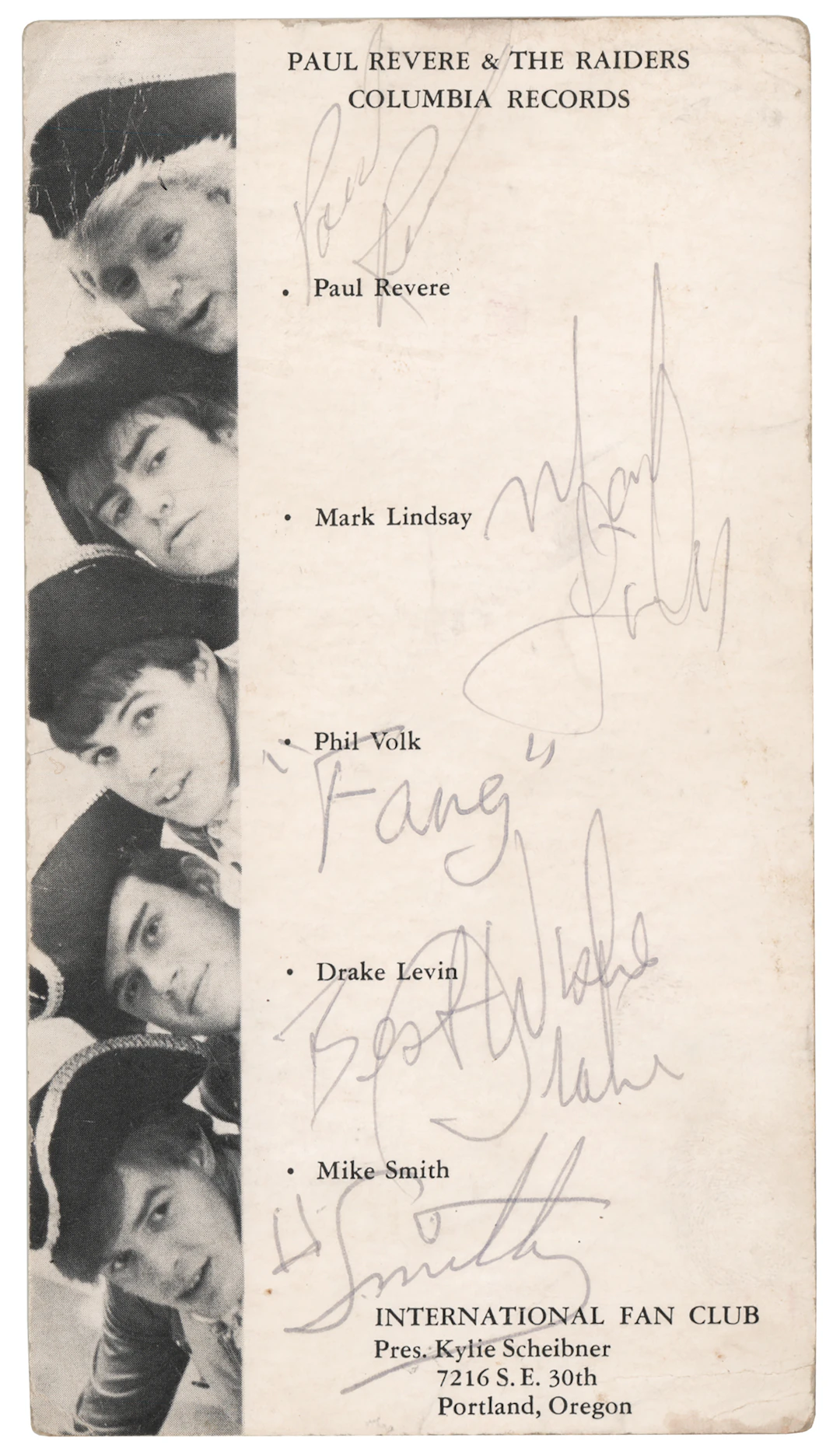 Paul Revere and the Raiders Signed Promo Card