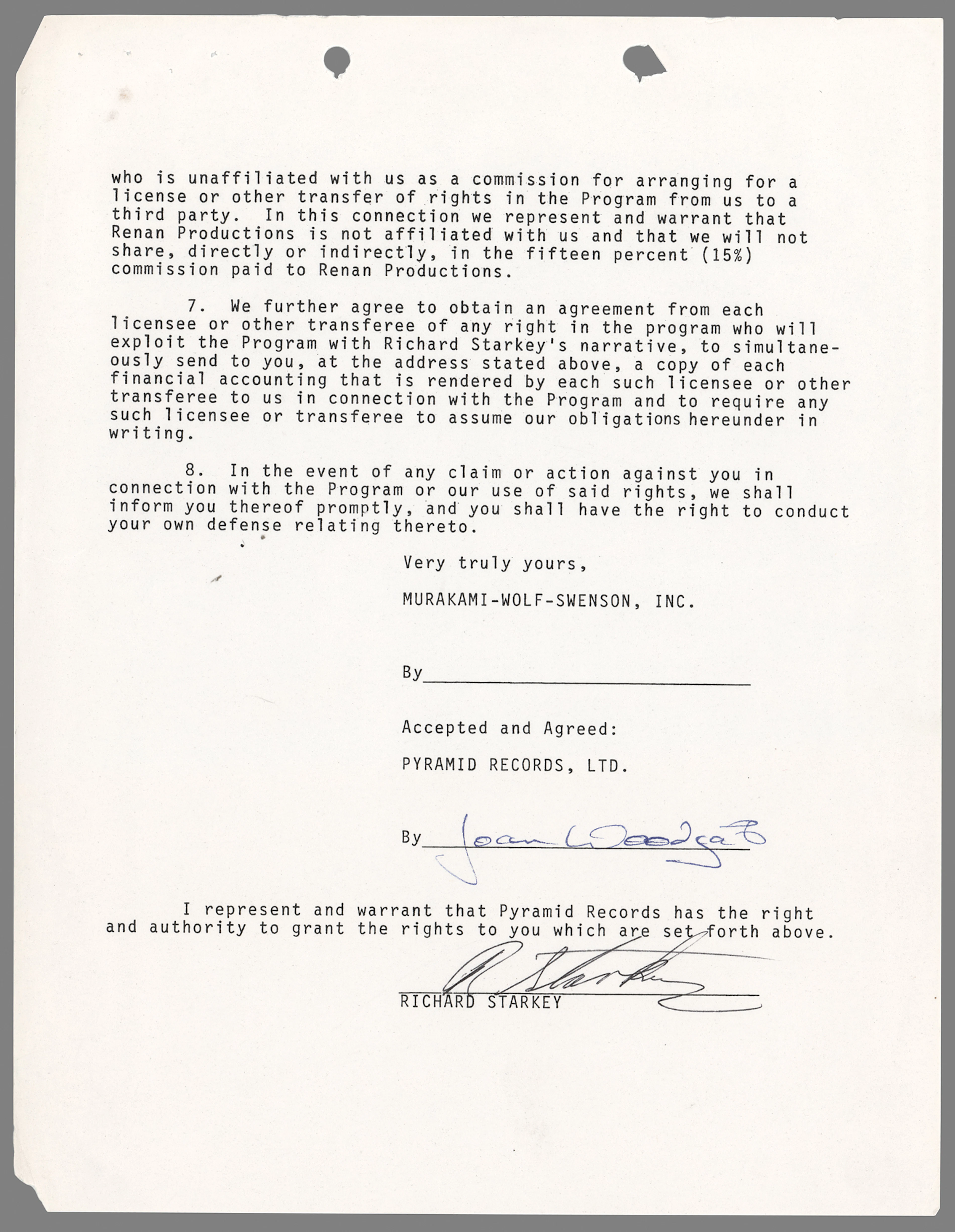 Ringo Starr Document Signed for "The Point"