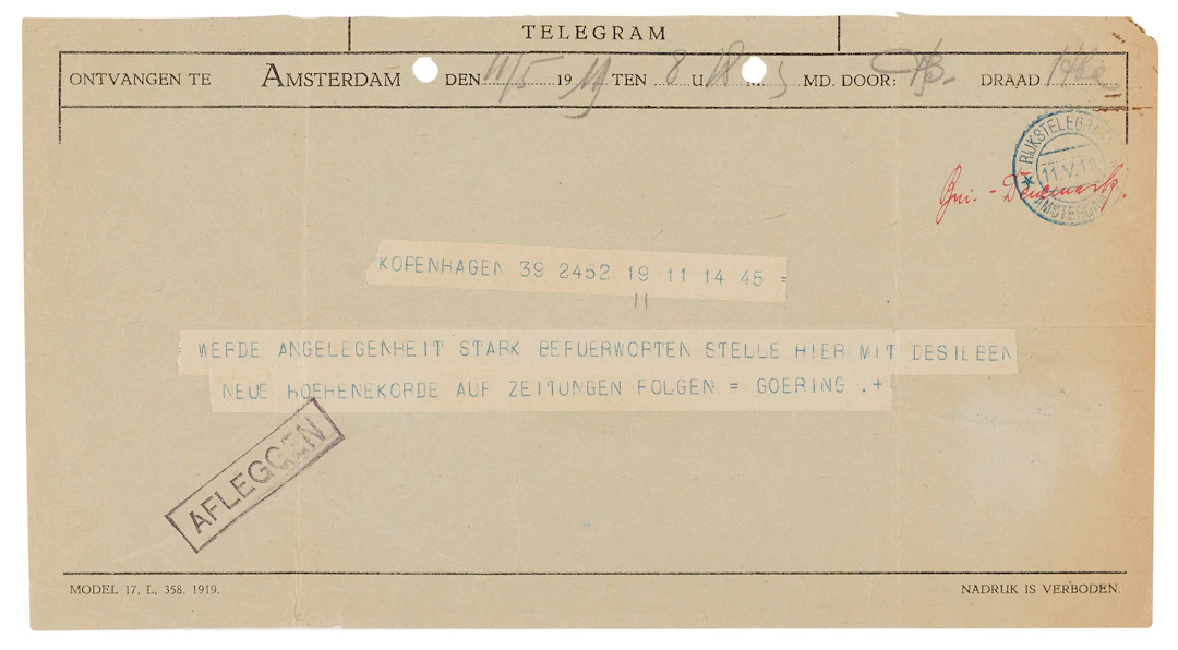 Hermann Göring Telegram on "New Altitude Records" Amidst His Post-WWI