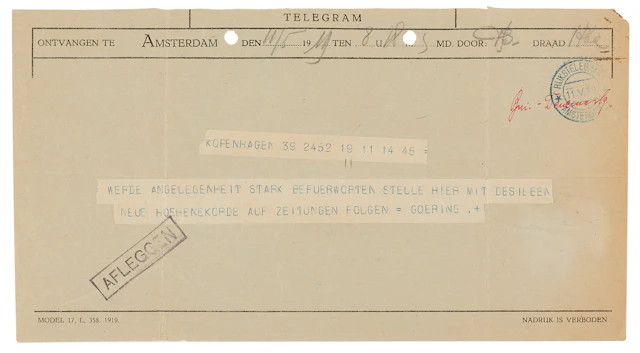Hermann Göring Telegram on "New Altitude Records" Amidst His Post-WWI