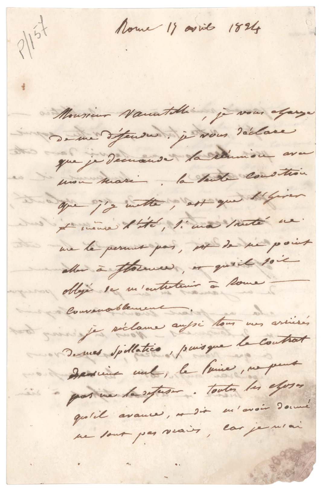 Pauline Bonaparte Autograph Letter Signed on Her Reconciliation with