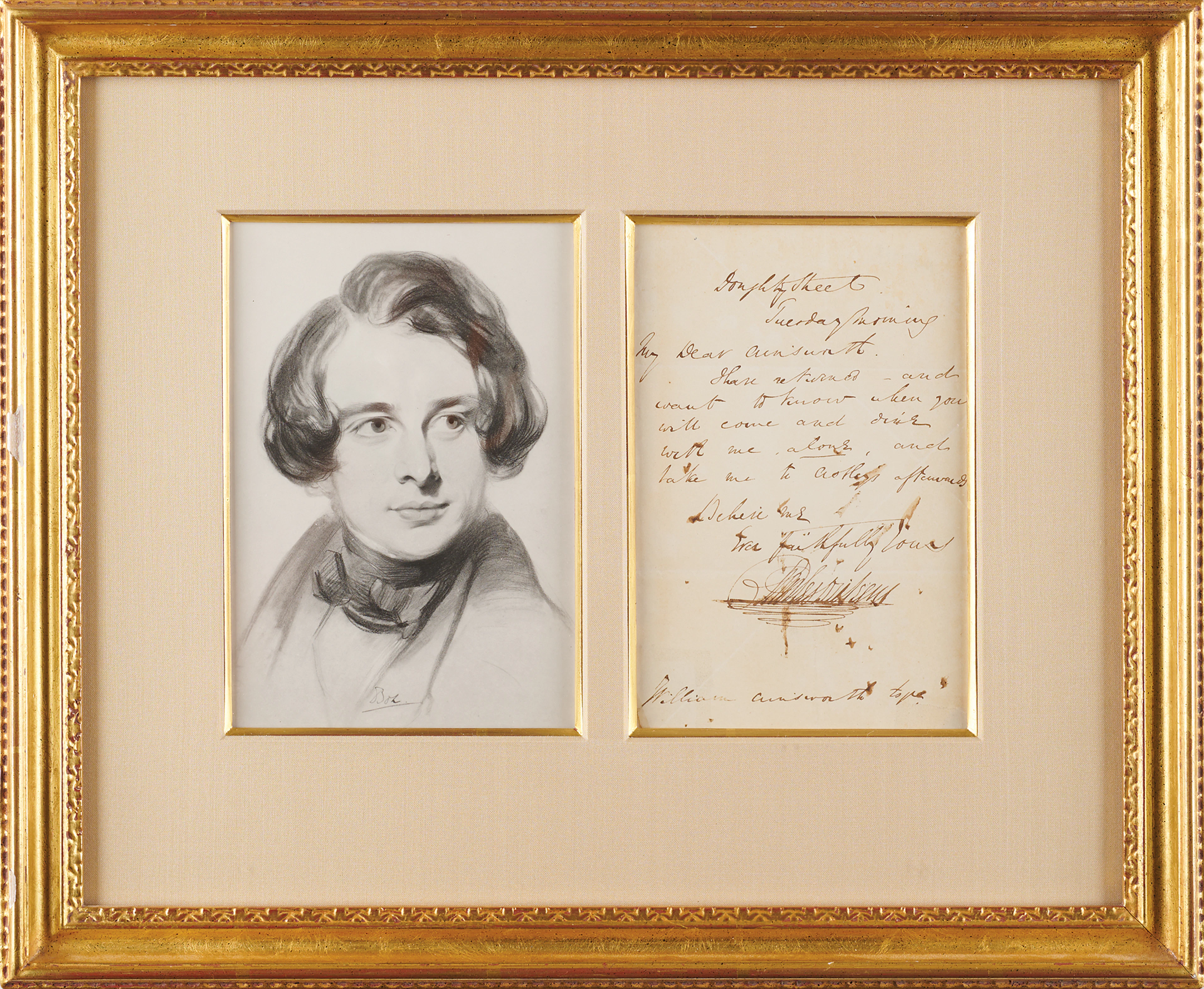 Charles Dickens Autograph Letter Signed to Novelist William Ainsworth