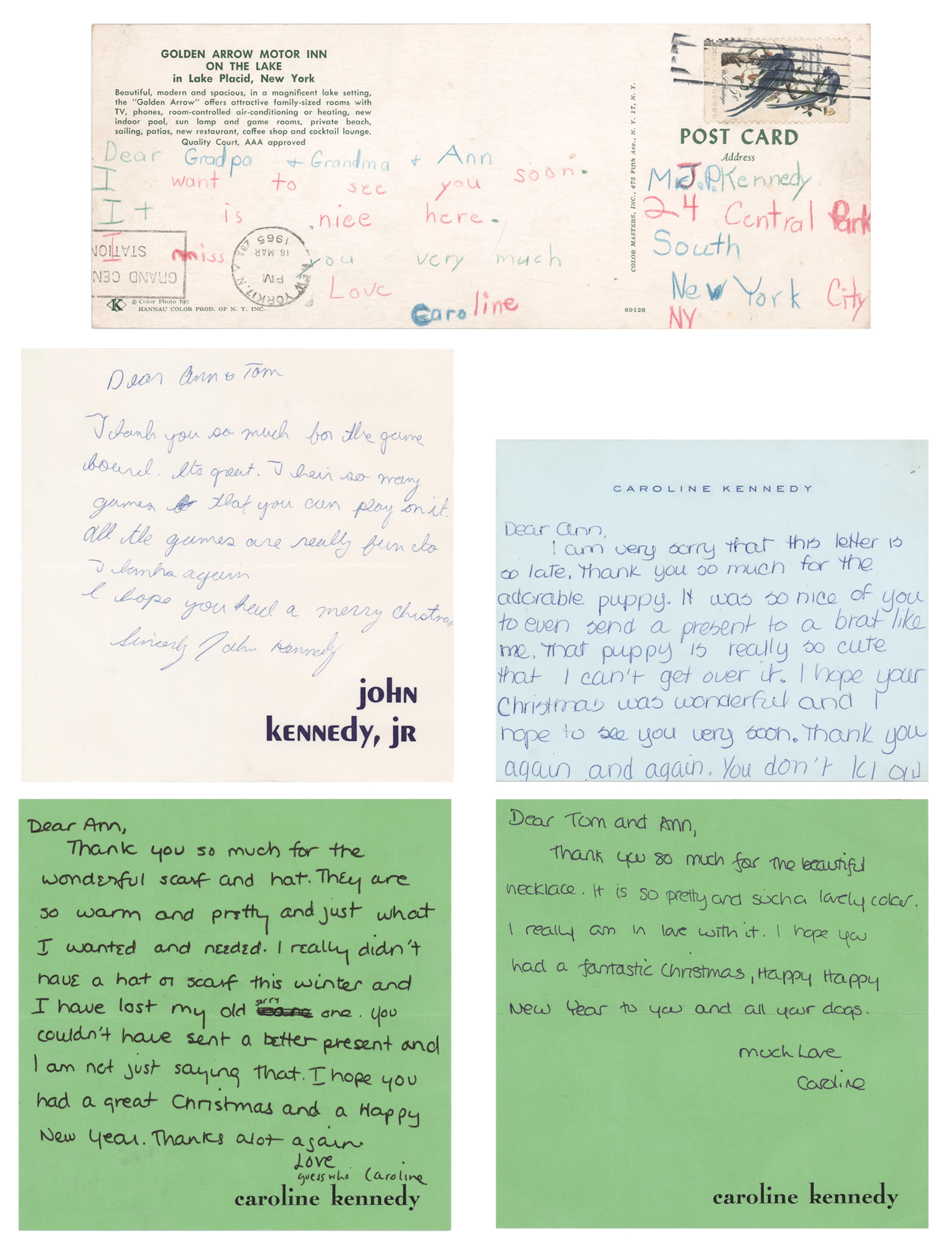 Caroline Kennedy and John F. Kennedy, Jr. (5) Autograph Letters Signed