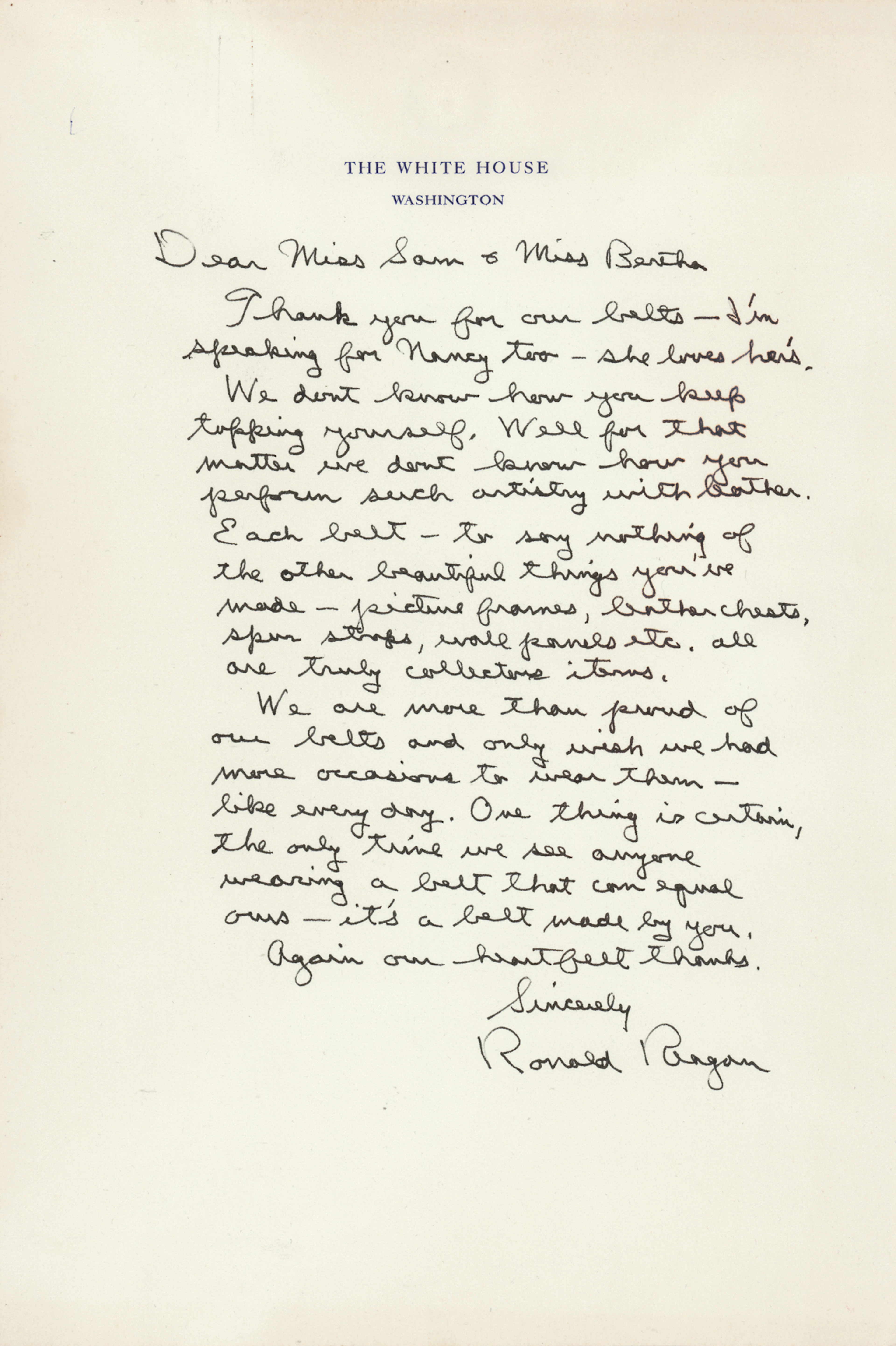 Ronald Reagan Autograph Letter Signed as President