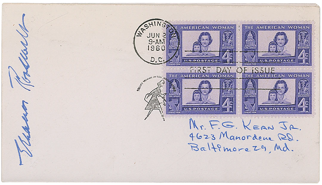 Eleanor Roosevelt Signed Postal Cover