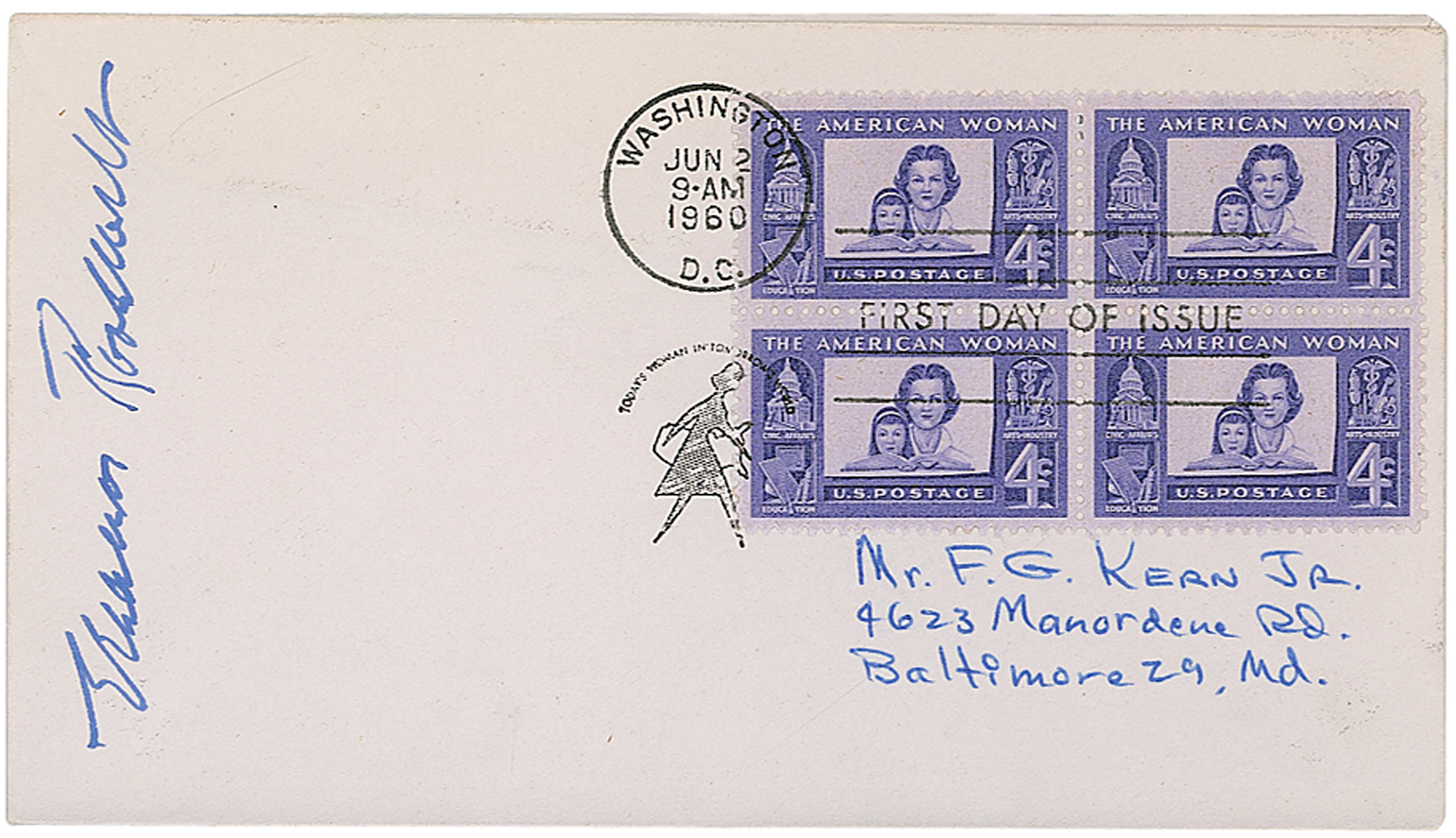 Eleanor Roosevelt Signed Postal Cover