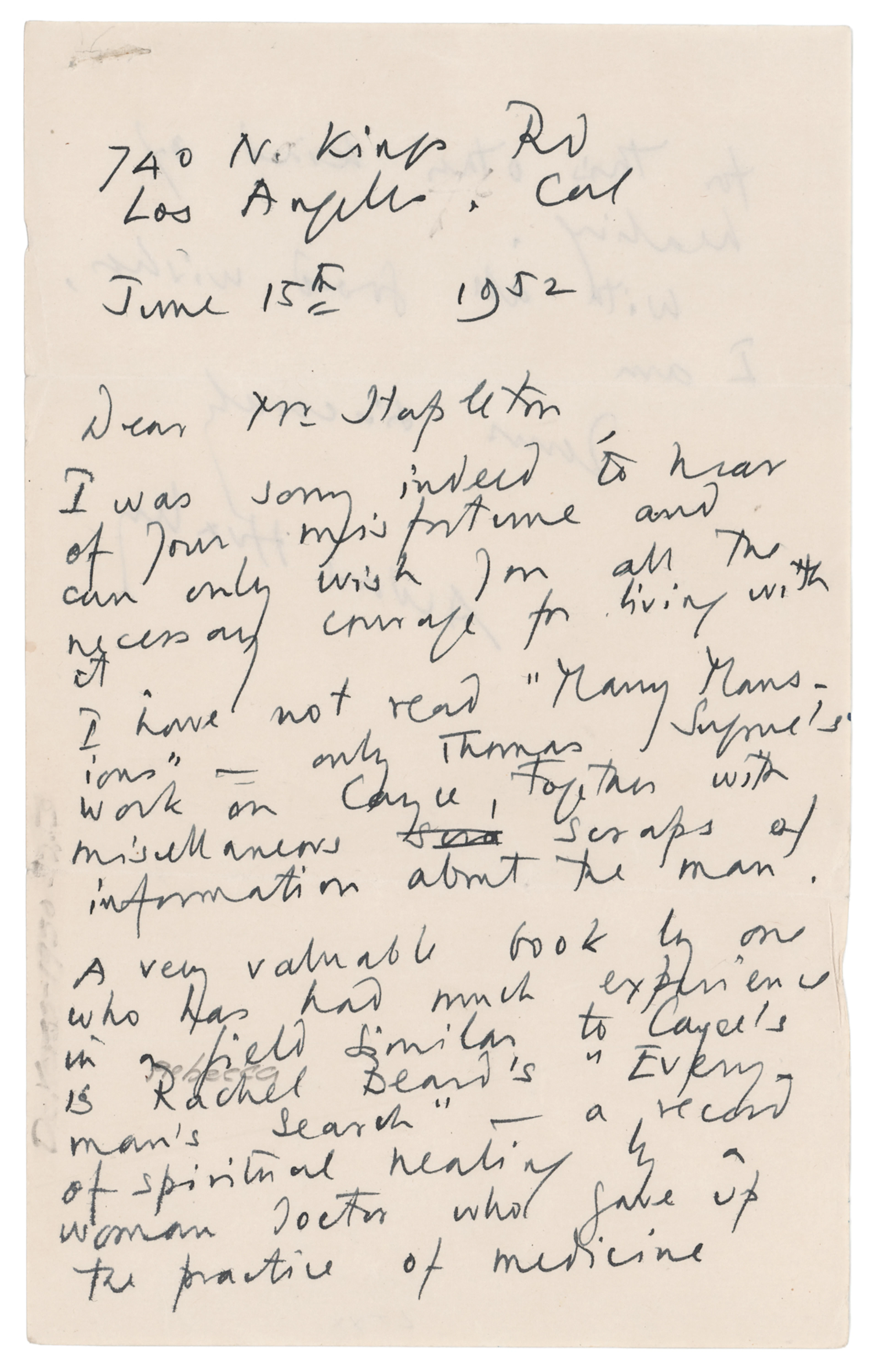 Aldous Huxley Autograph Letter Signed Discussing Edgar Cayce and Spiritual