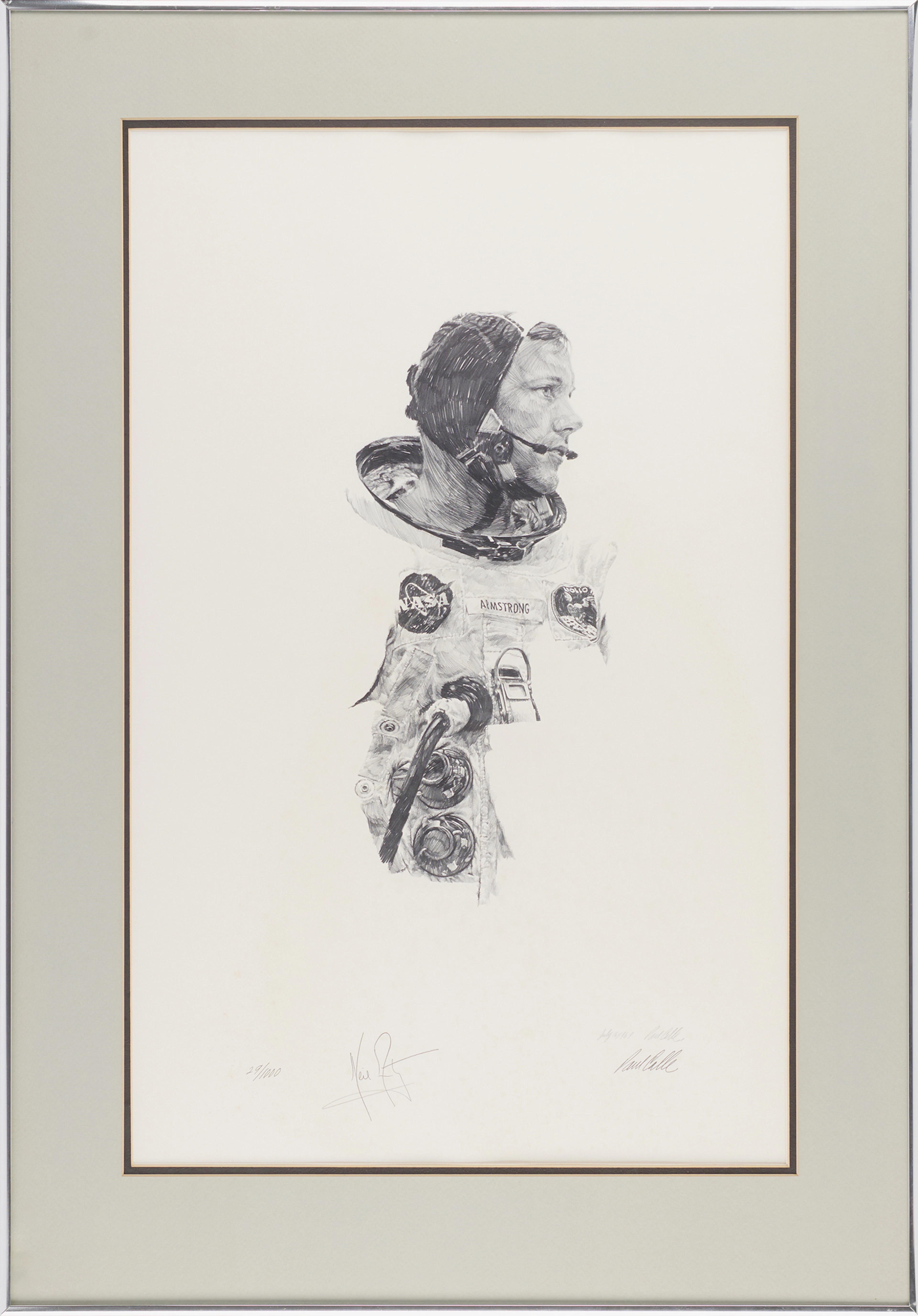 Neil Armstrong and Paul Calle Signed Lithograph (Ltd. Ed. #29/1000)