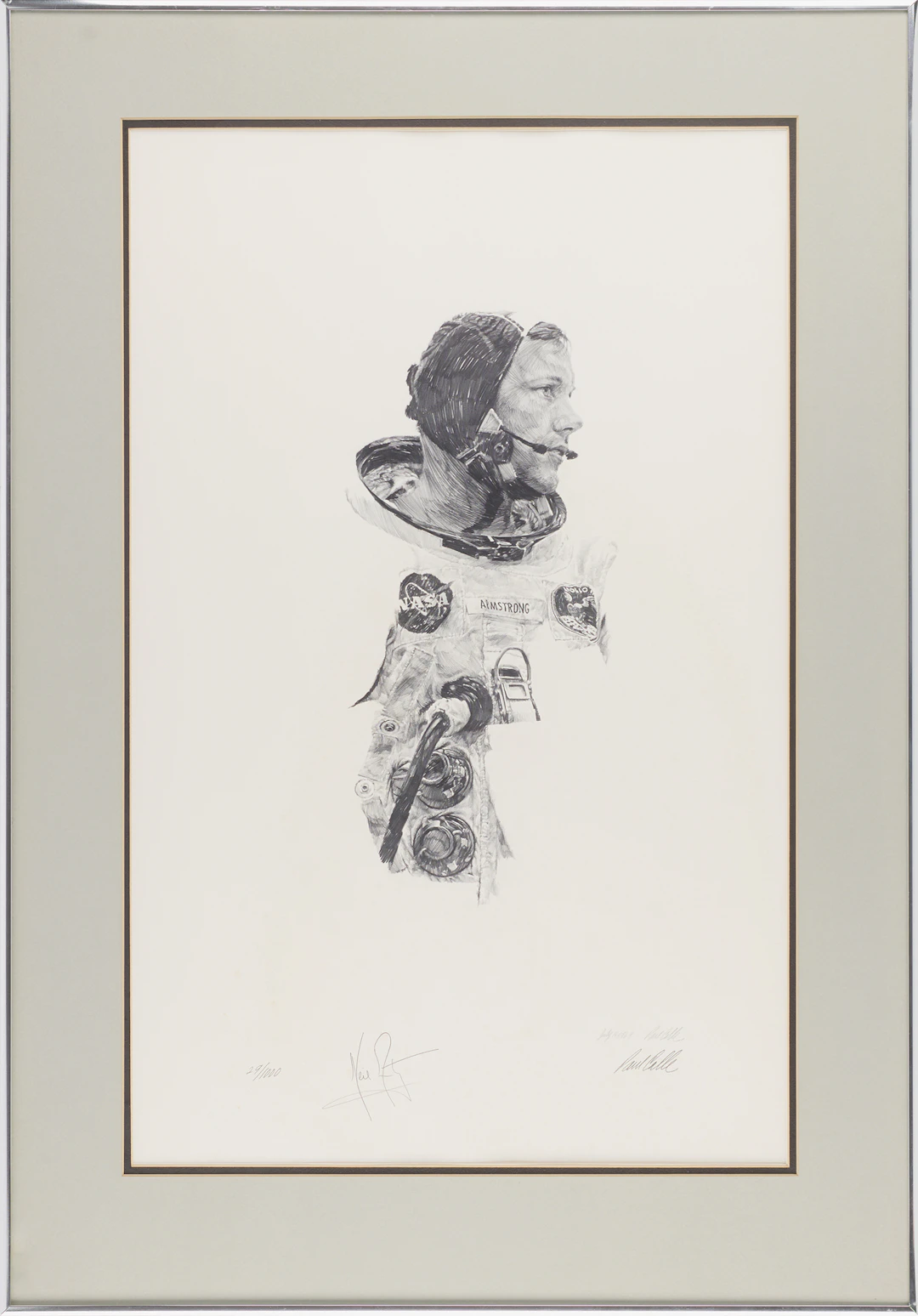 Neil Armstrong and Paul Calle Signed Lithograph (Ltd. Ed. #29/1000)