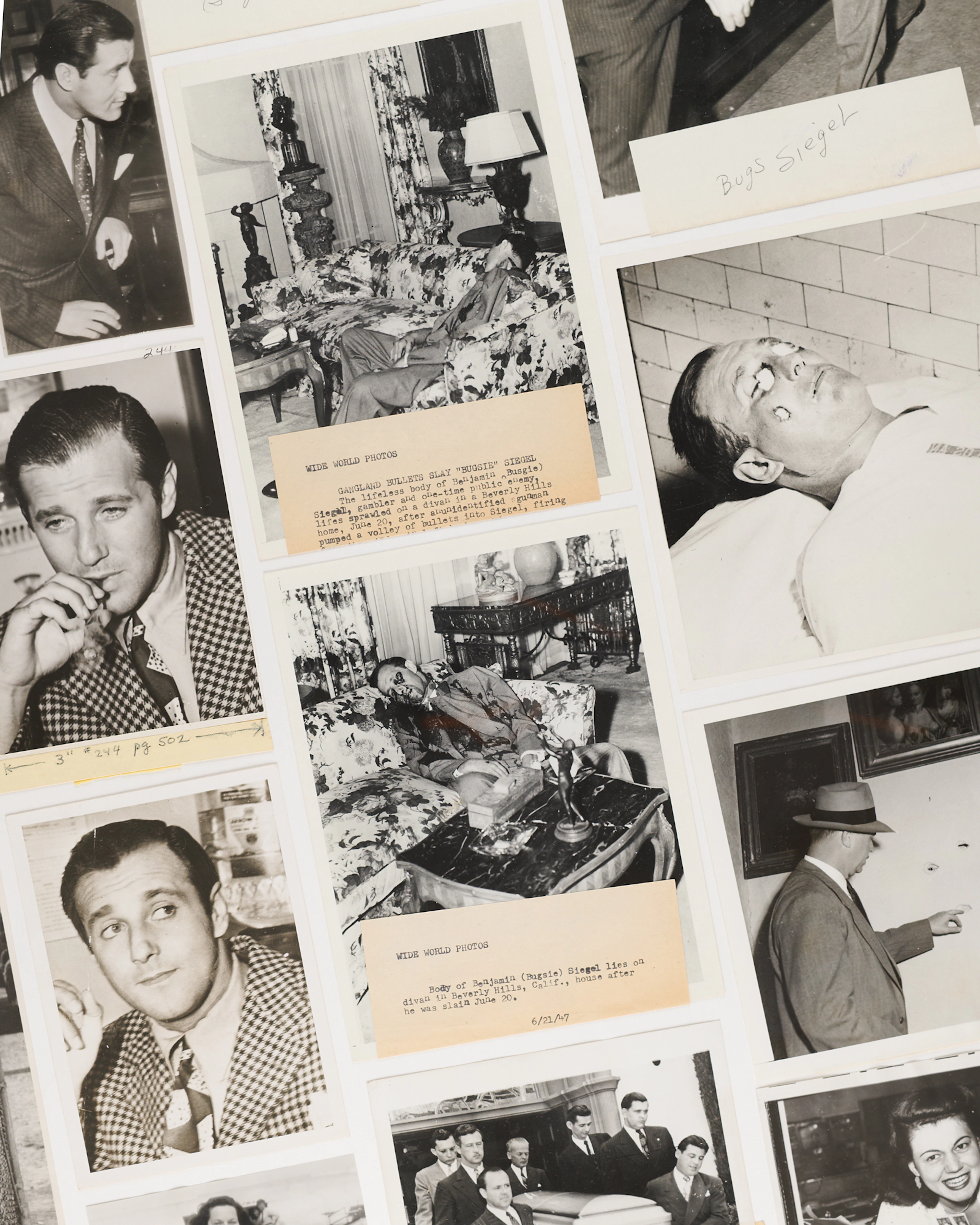 Bugsy Siegel Collection of (13) Original Vintage Press Photos Documenting