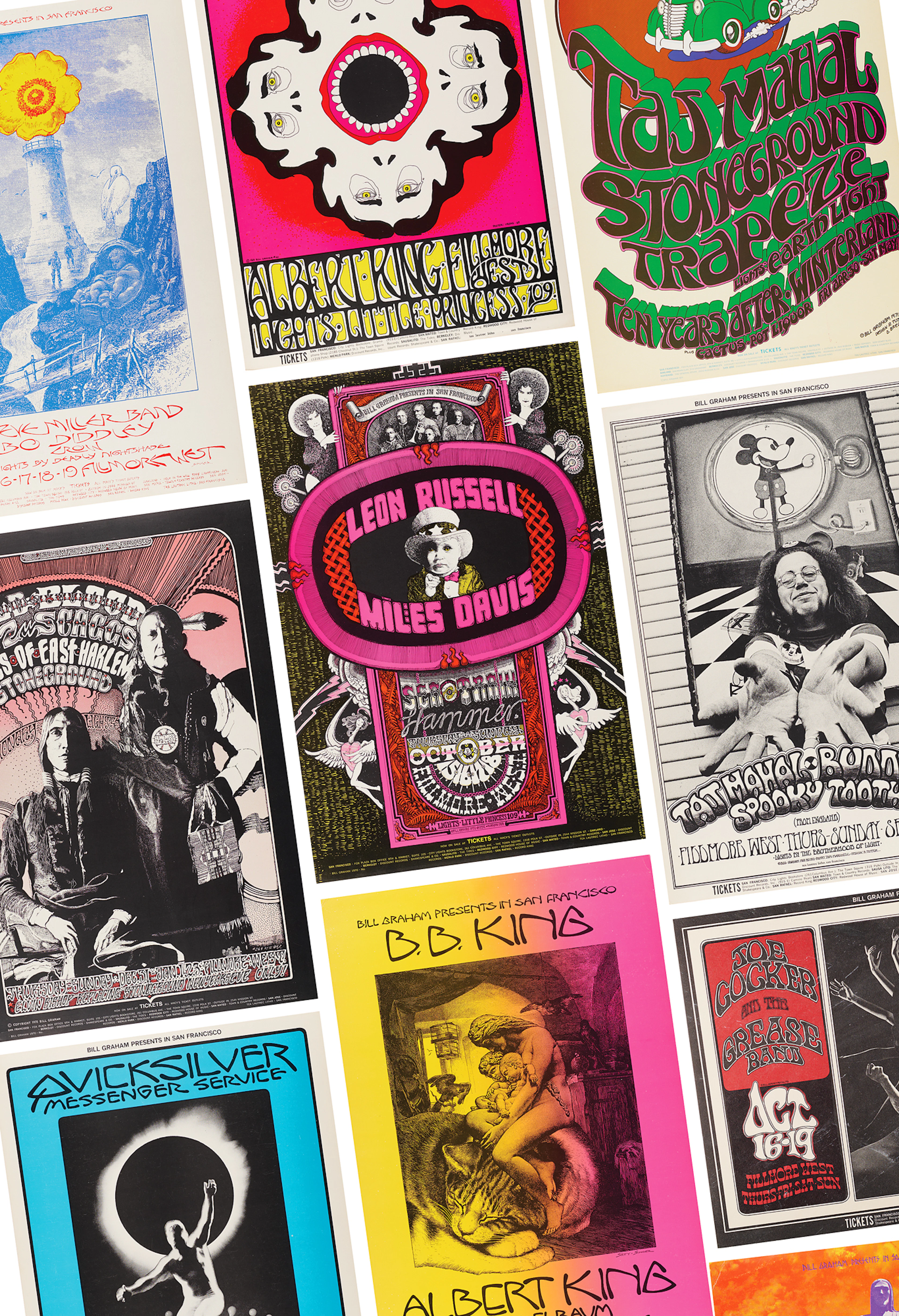 Fillmore West/Winterland: (10) Bill Graham Concert Posters, with Miles
