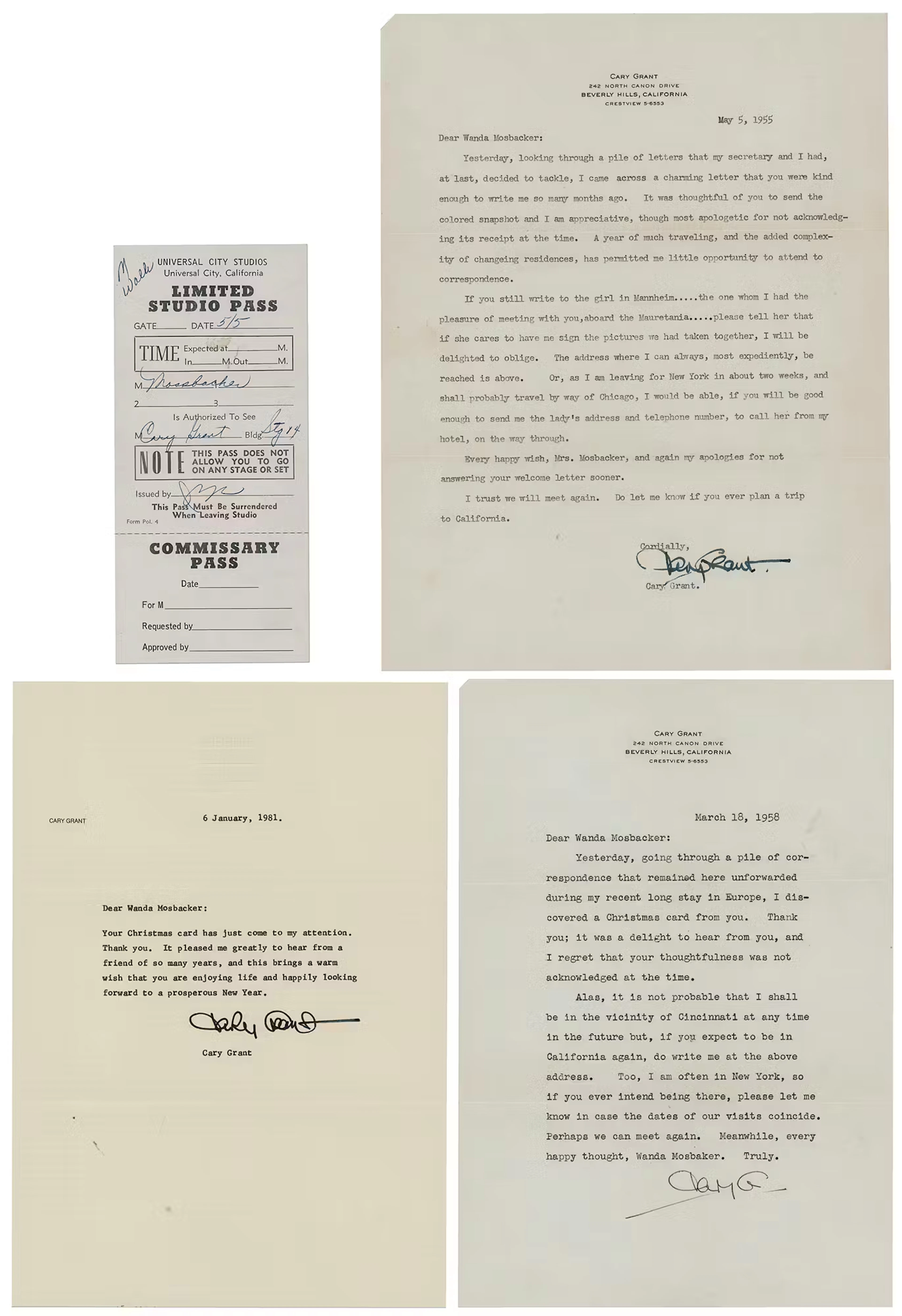 Cary Grant (3) Typed Letters Signed