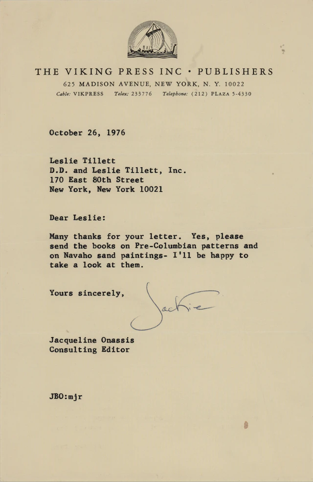 Jacqueline Kennedy Typed Letter Signed as Viking Editor, on "books