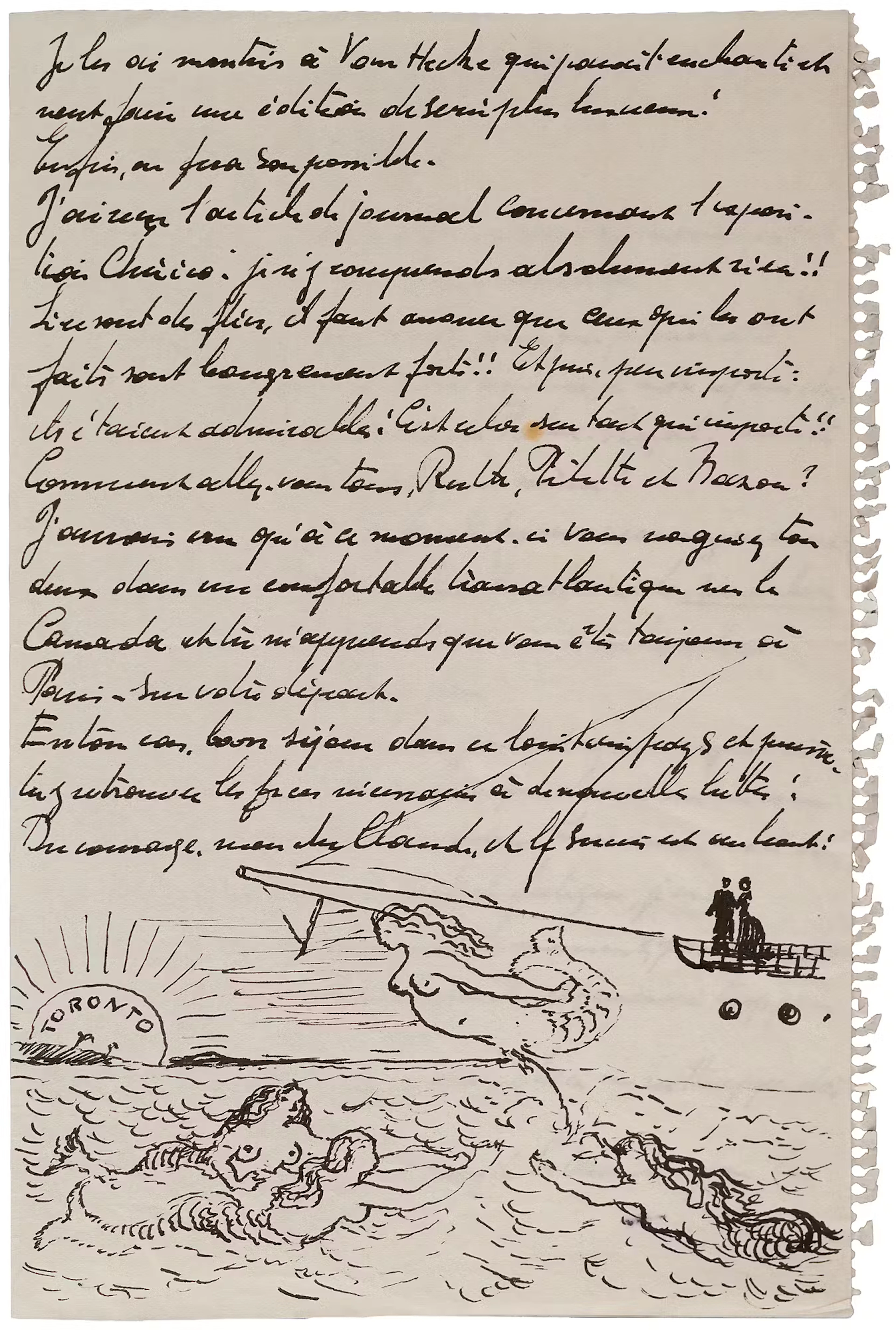 Paul Delvaux Autograph Letter Signed with Sketch
