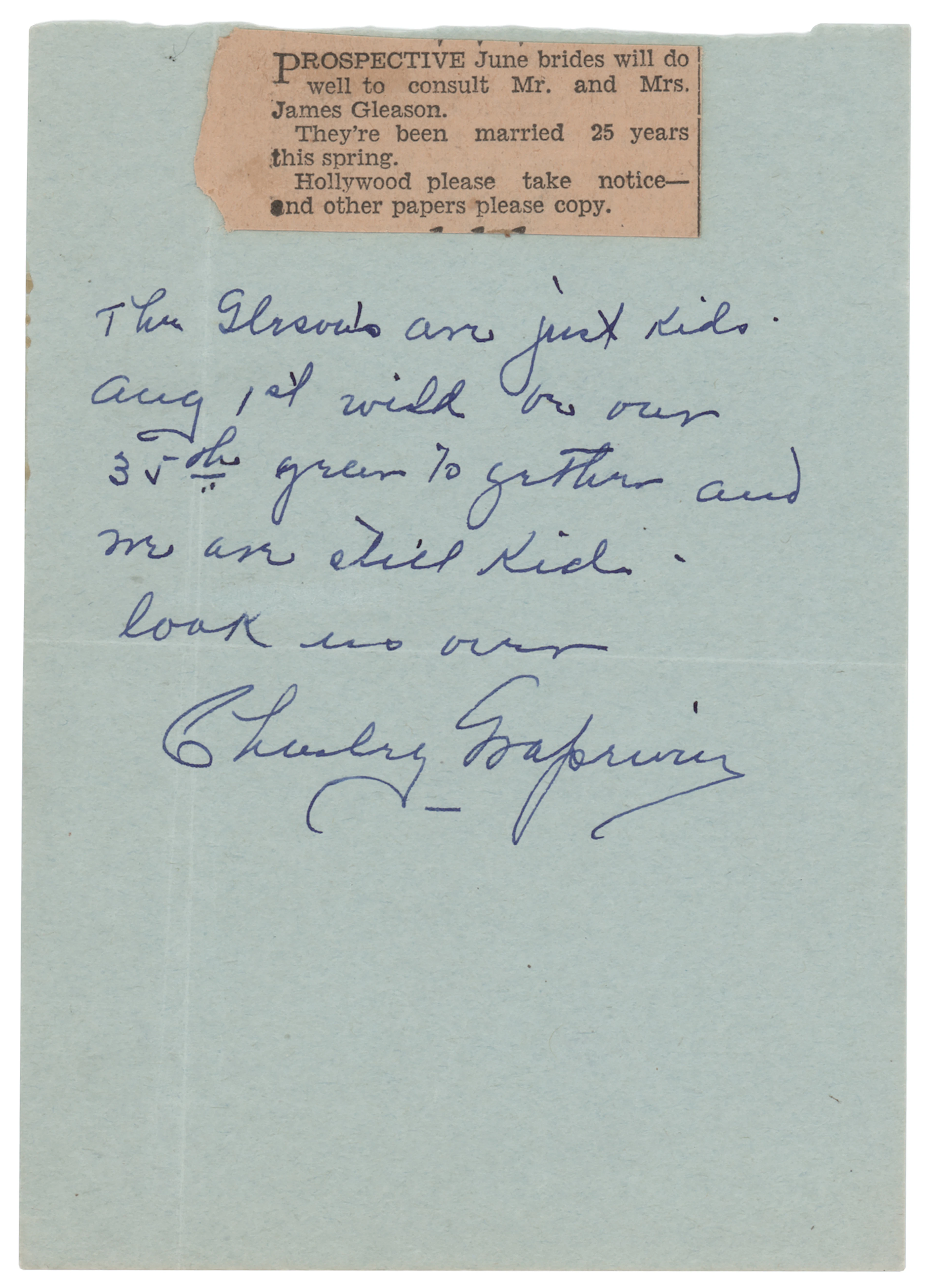 Wizard of Oz: Charley Grapewin Autograph Note Signed