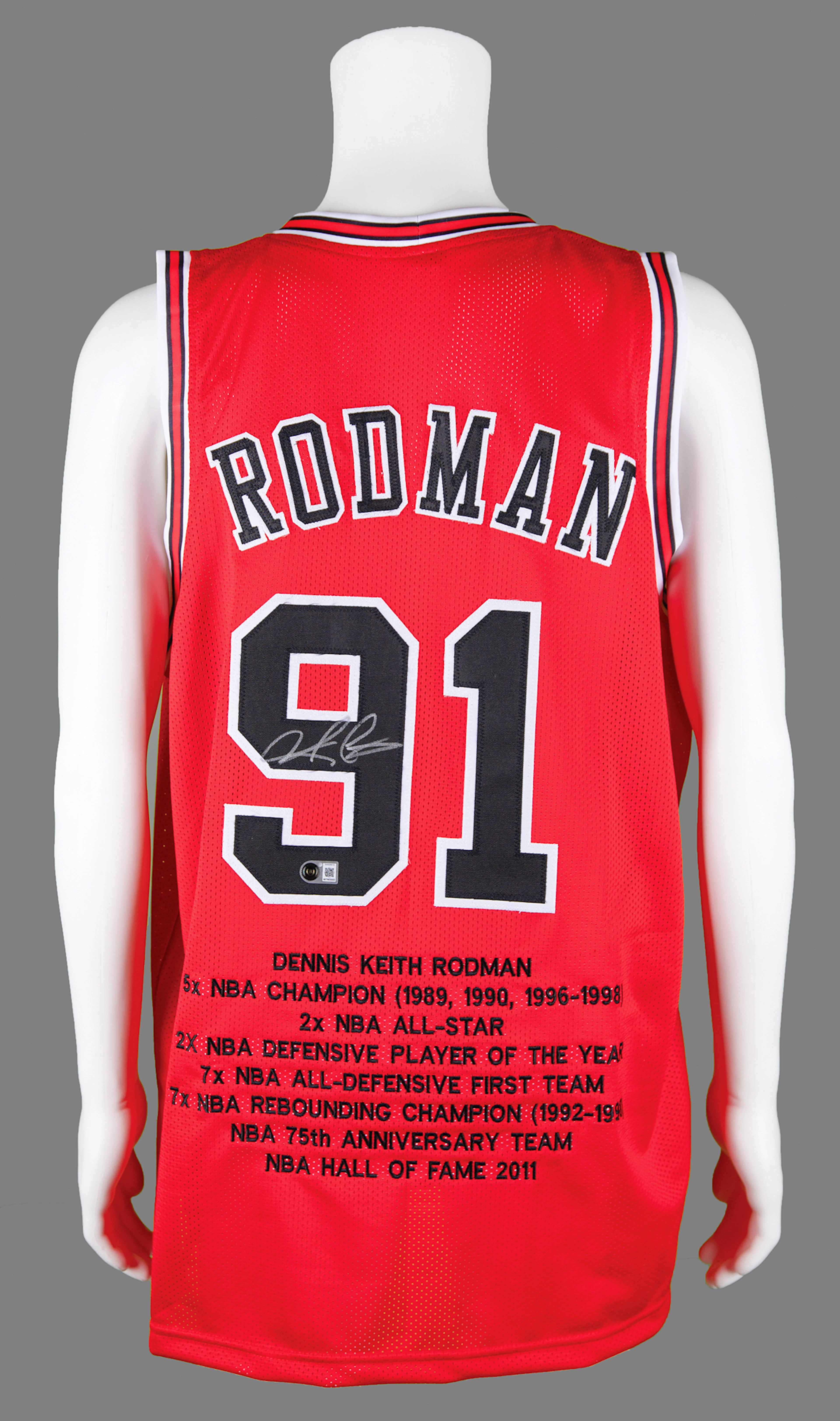Dennis Rodman Signed Chicago Bulls Basketball Jersey