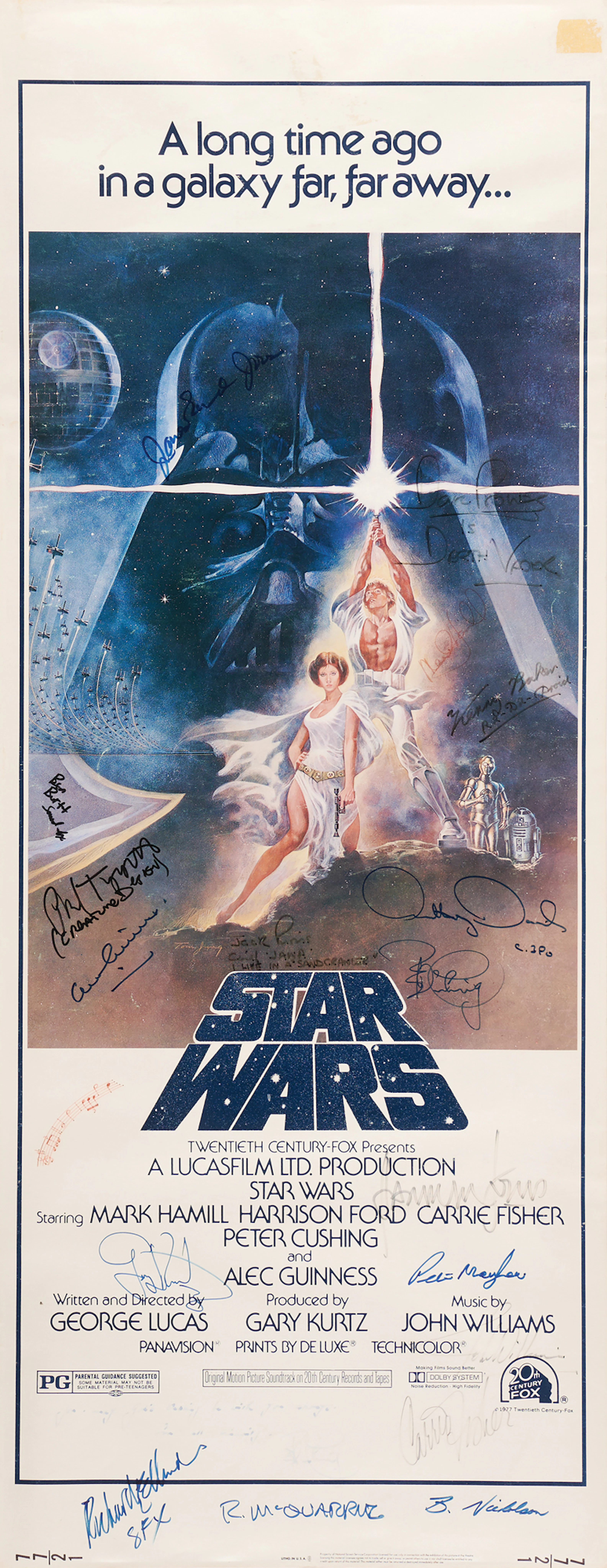 Star Wars Cast and Crew Multi-Signed (18) Insert Movie Poster - 14˝ x 36˝
