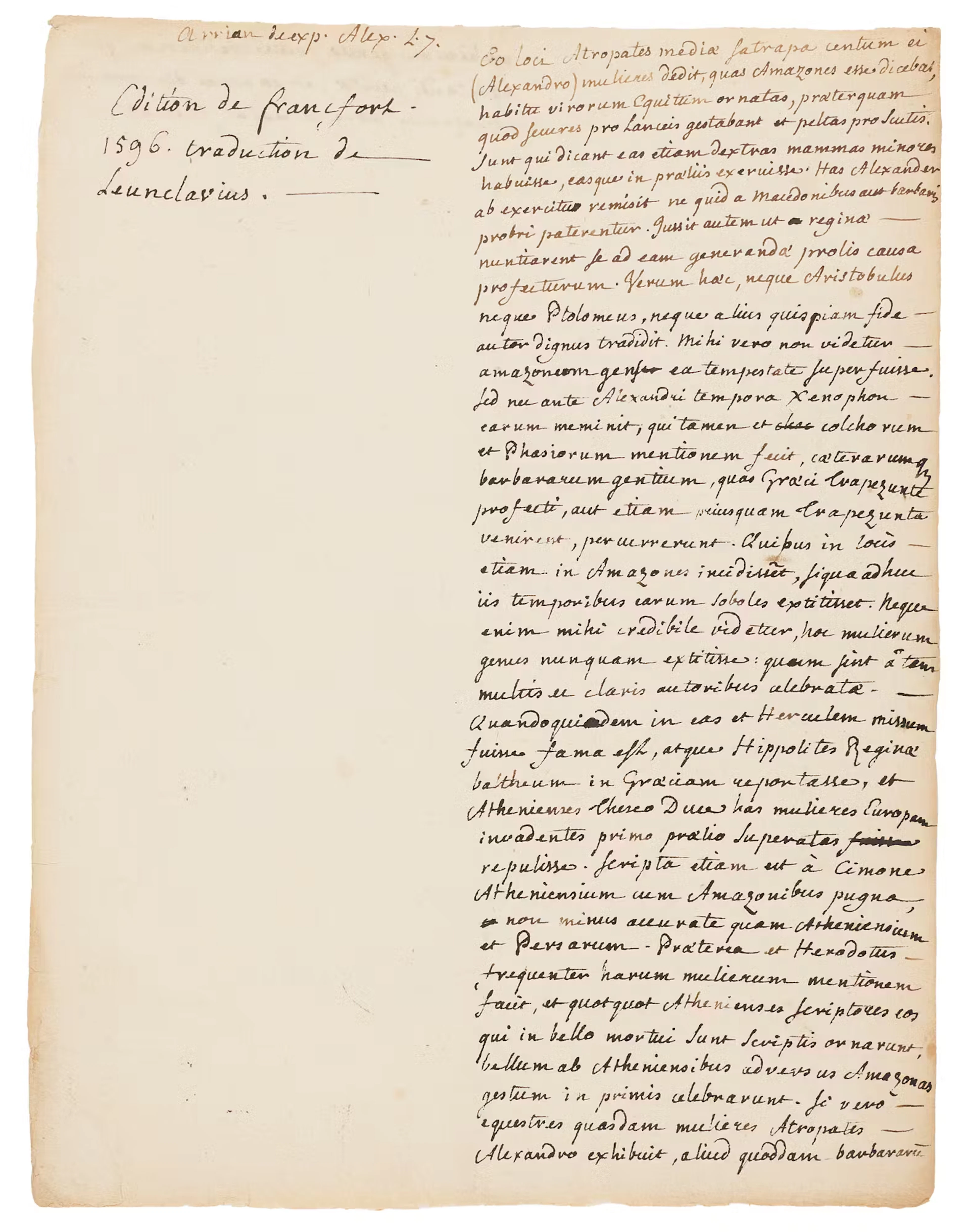 Jean-Jacques Rousseau Handwritten Manuscript on Alexander the Great