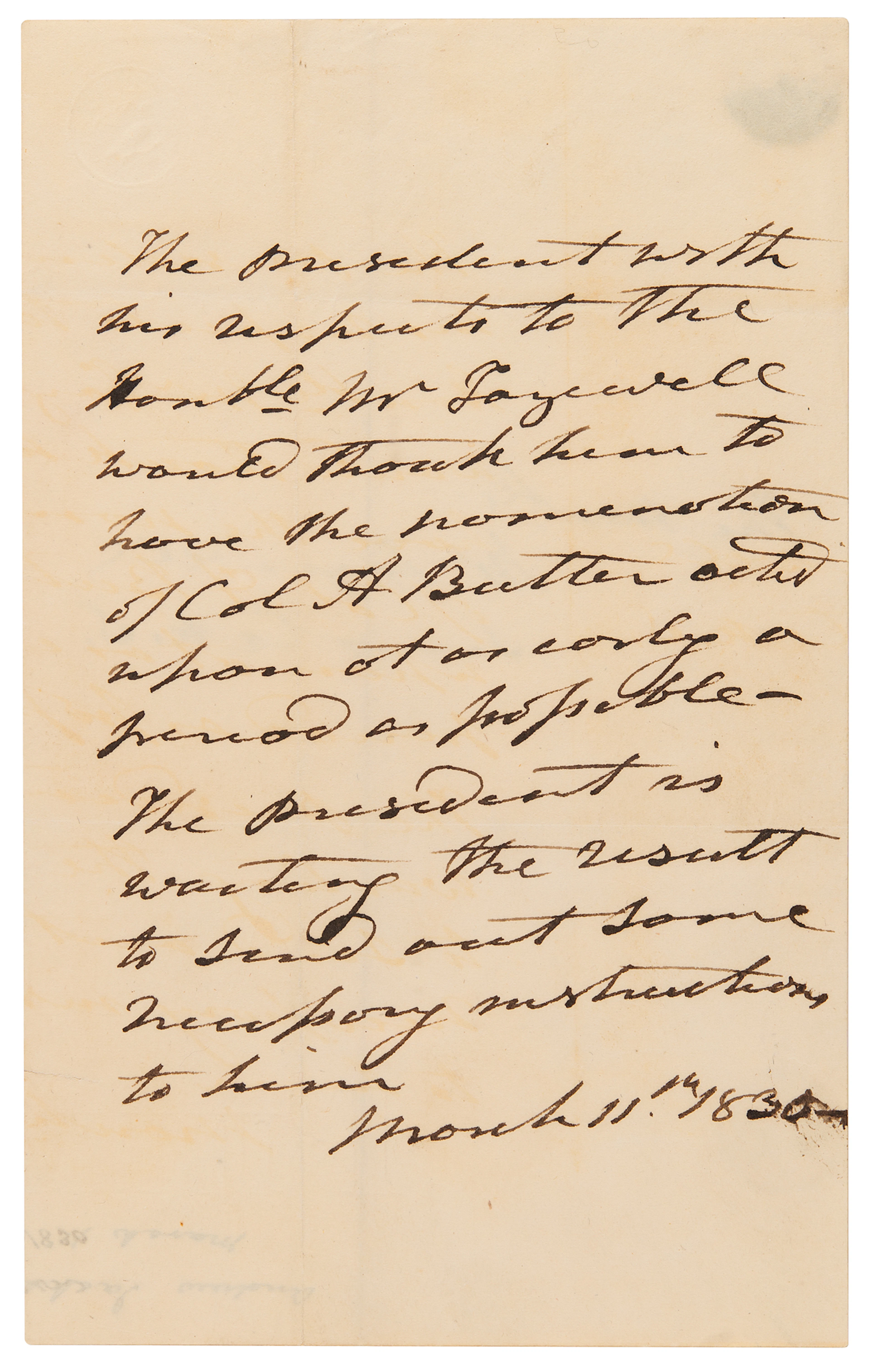 Andrew Jackson Third-Person Autograph Letter Signed as President