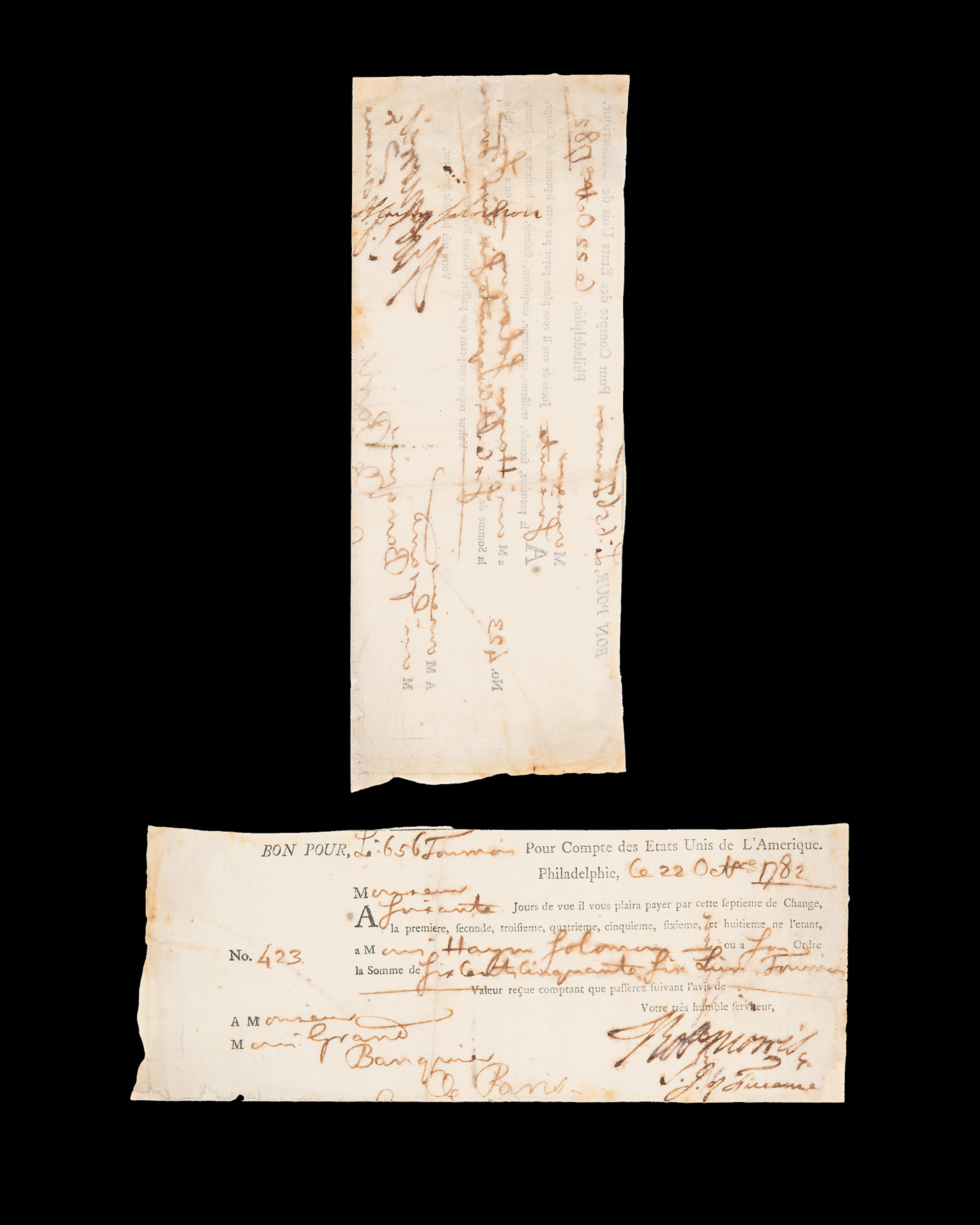 Haym Salomon and Robert Morris Signed Bill of Exchange for Financing