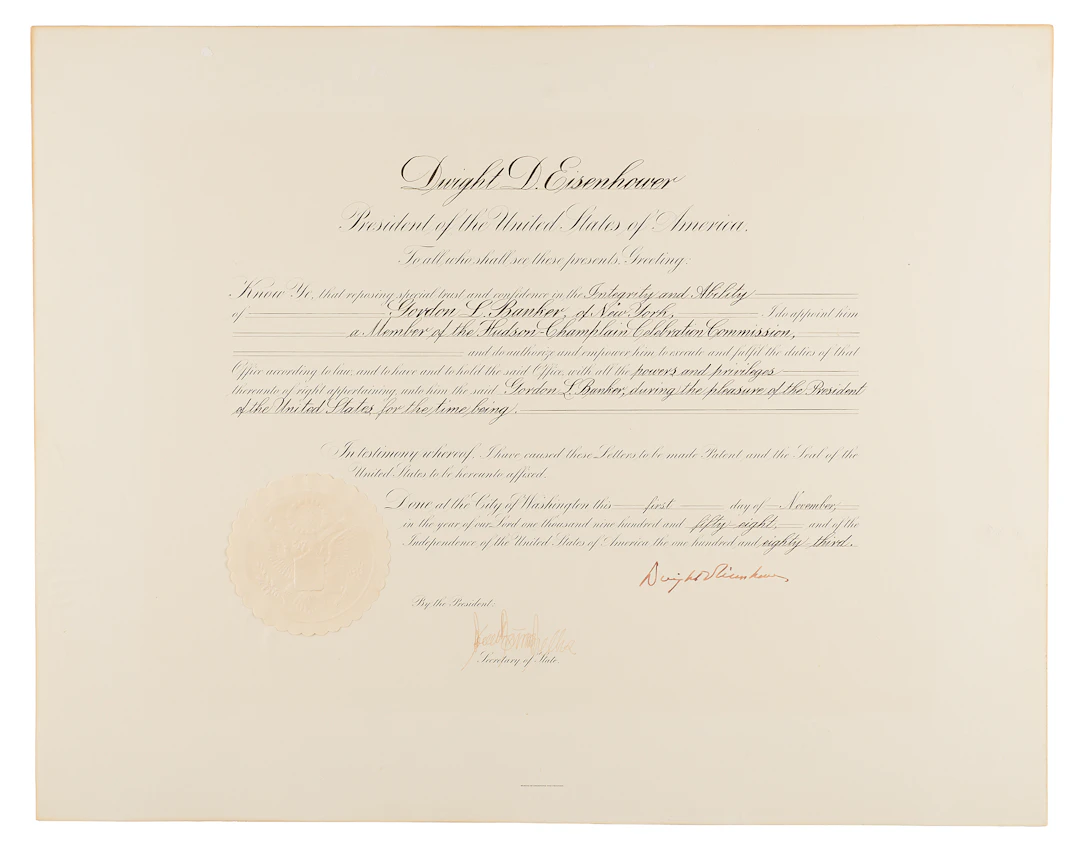 Dwight D. Eisenhower Document Signed as President, Appointing a Member