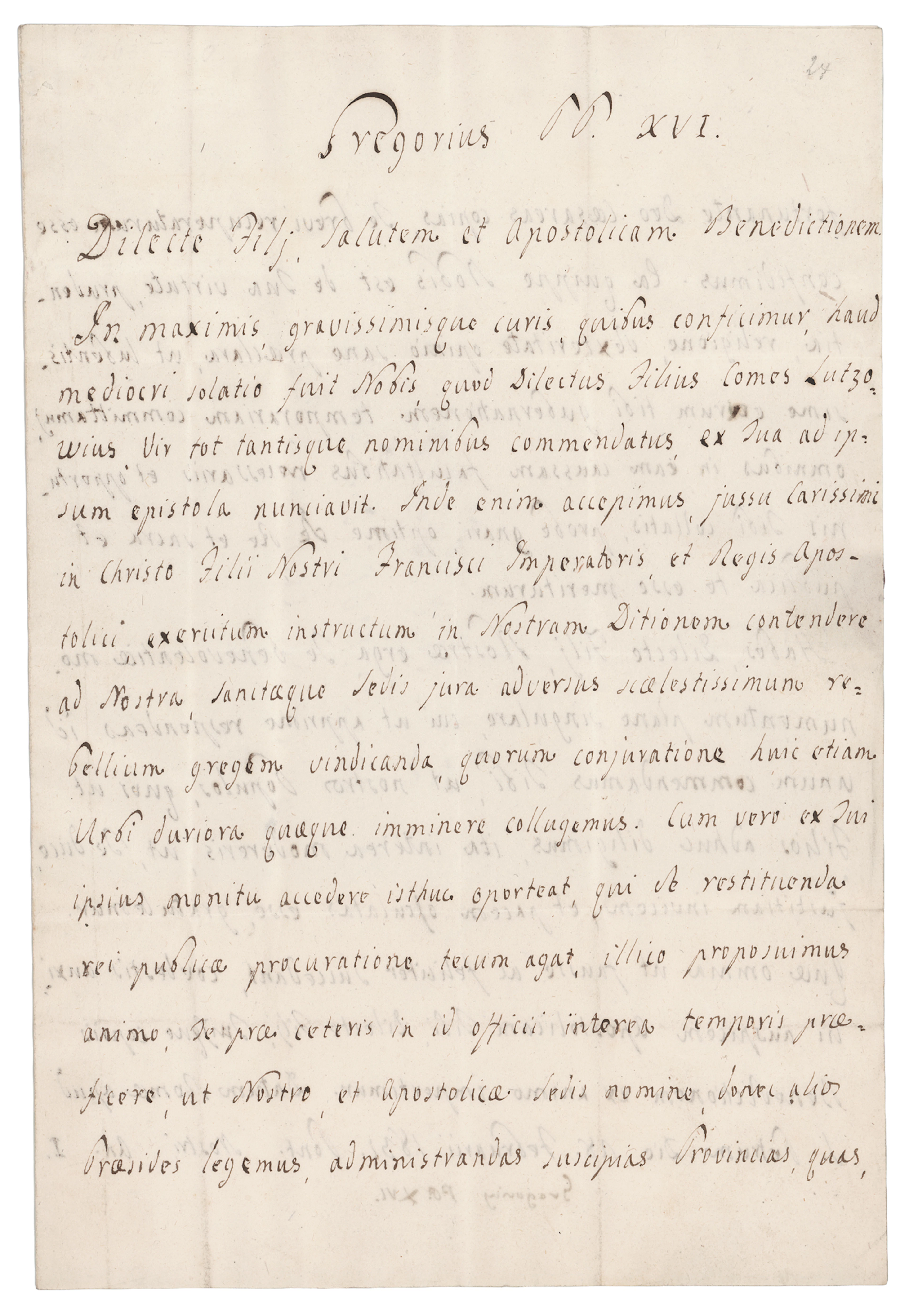 Pope Gregory XVI Letter Signed on 1832 Revolts in the Papal States