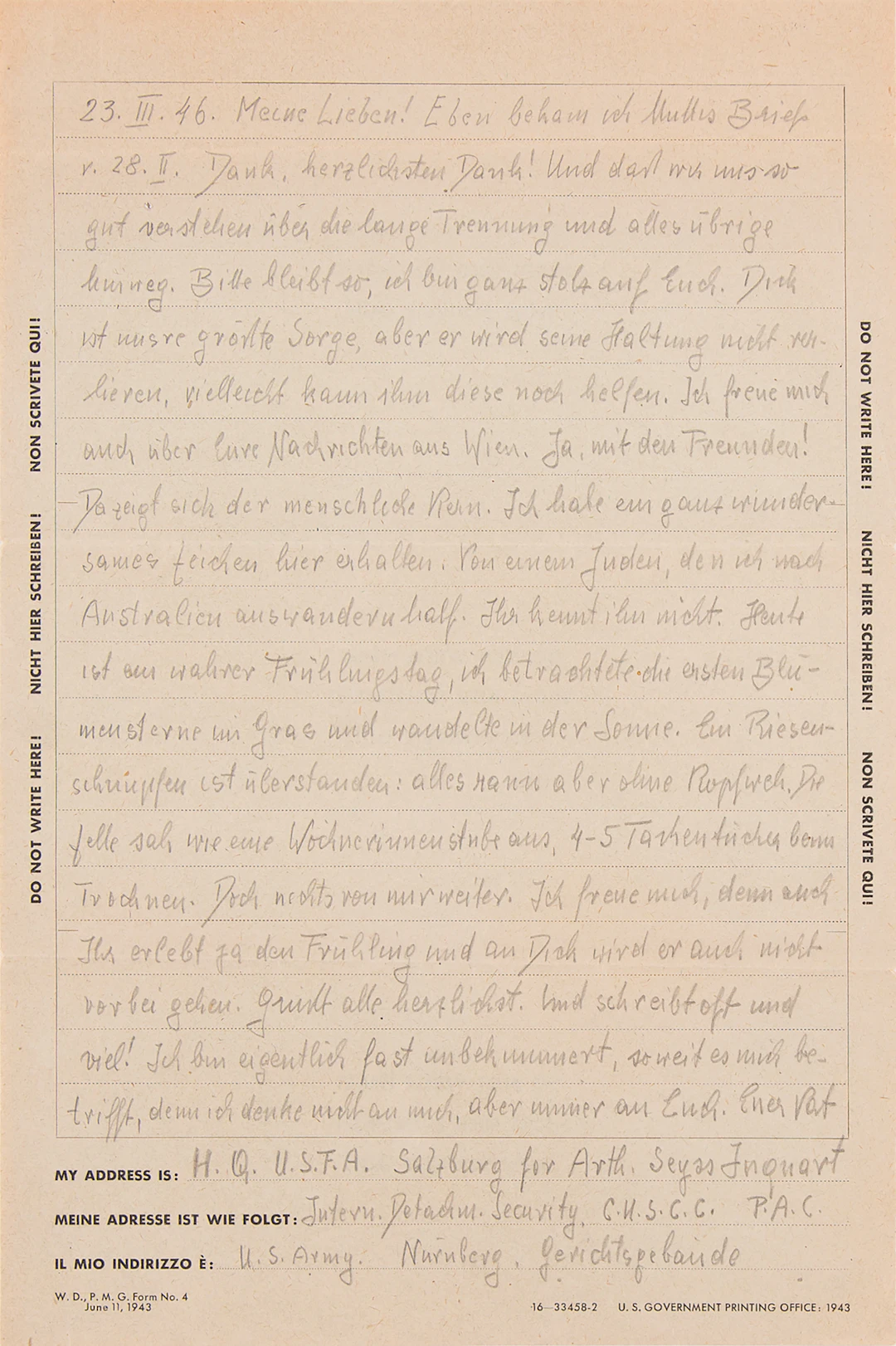 Arthur Seyss-Inquart Autograph Letter Signed from Nuremberg Prison