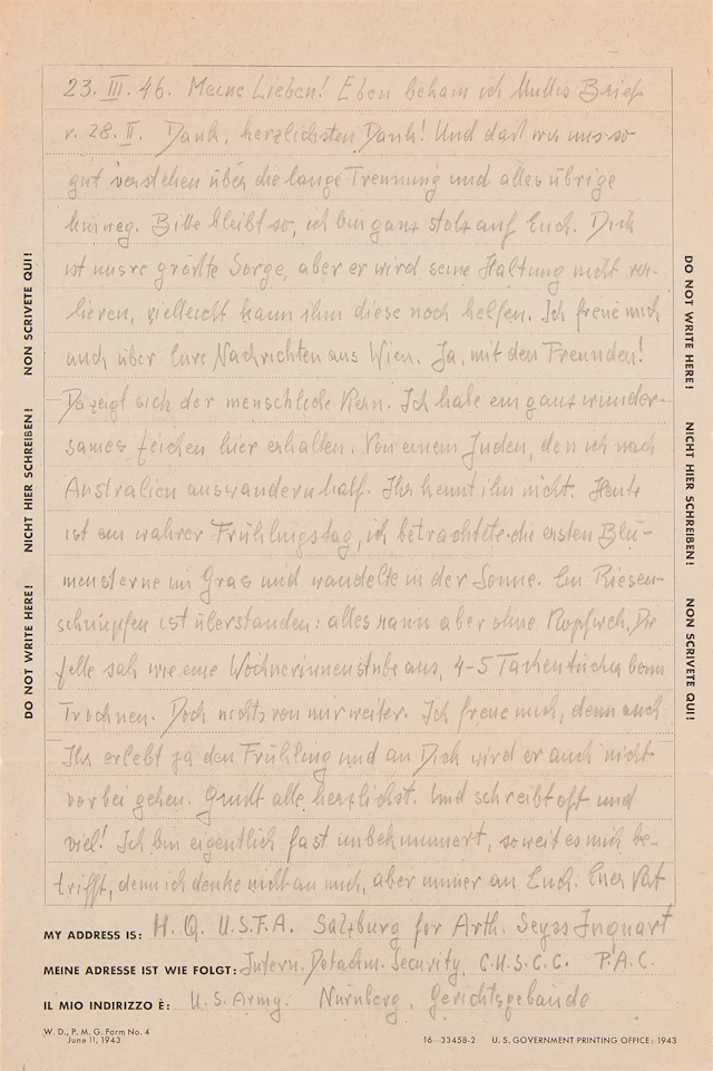 Arthur Seyss-Inquart Autograph Letter Signed from Nuremberg Prison