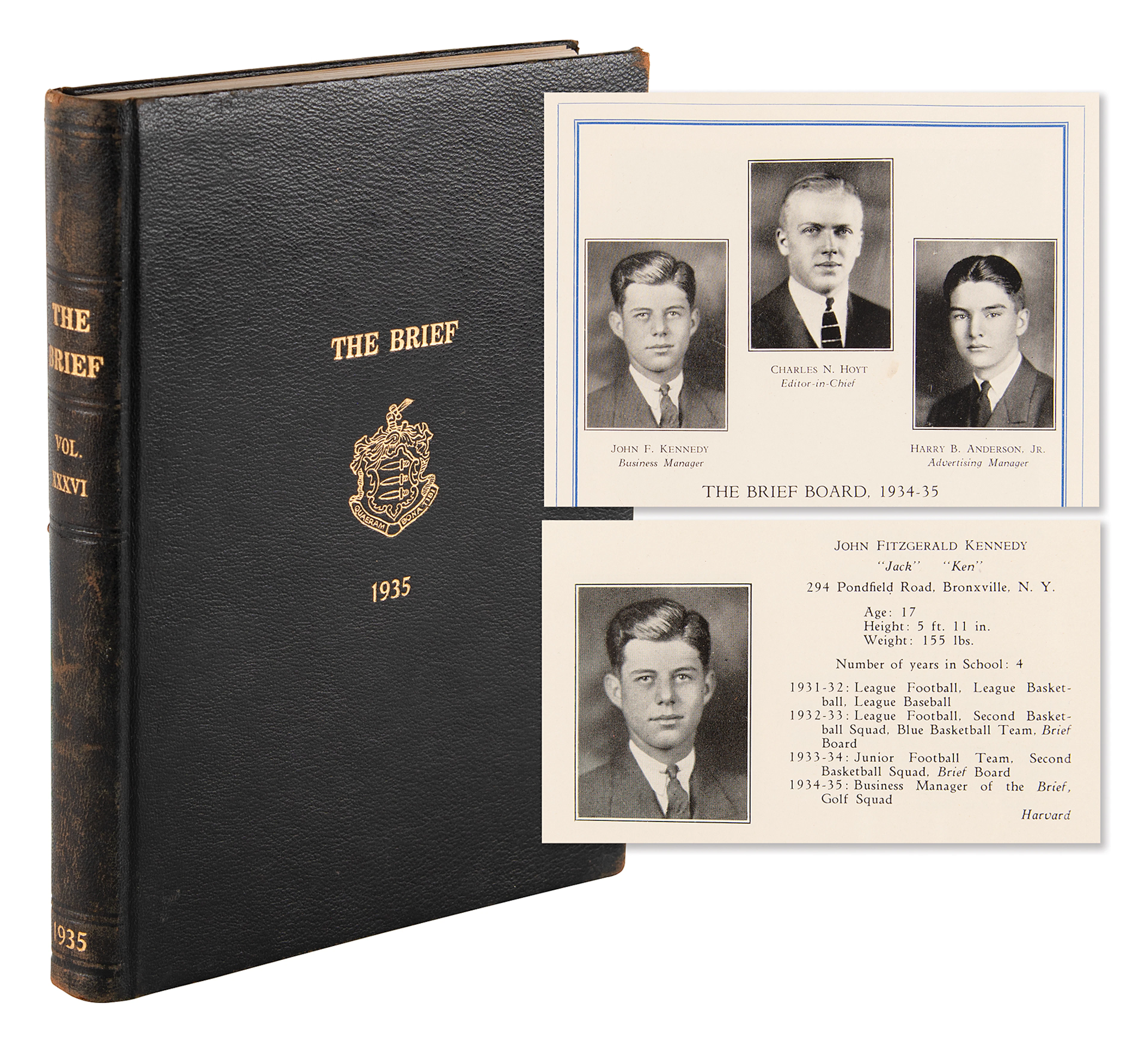John F. Kennedy 1935 Choate 'The Brief' Yearbook