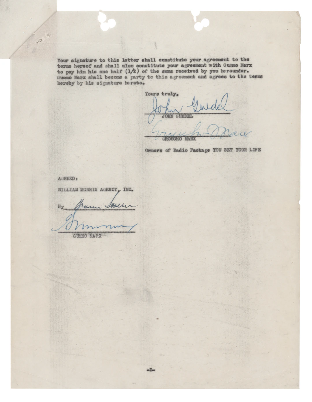 Groucho and Gummo Marx Document Signed