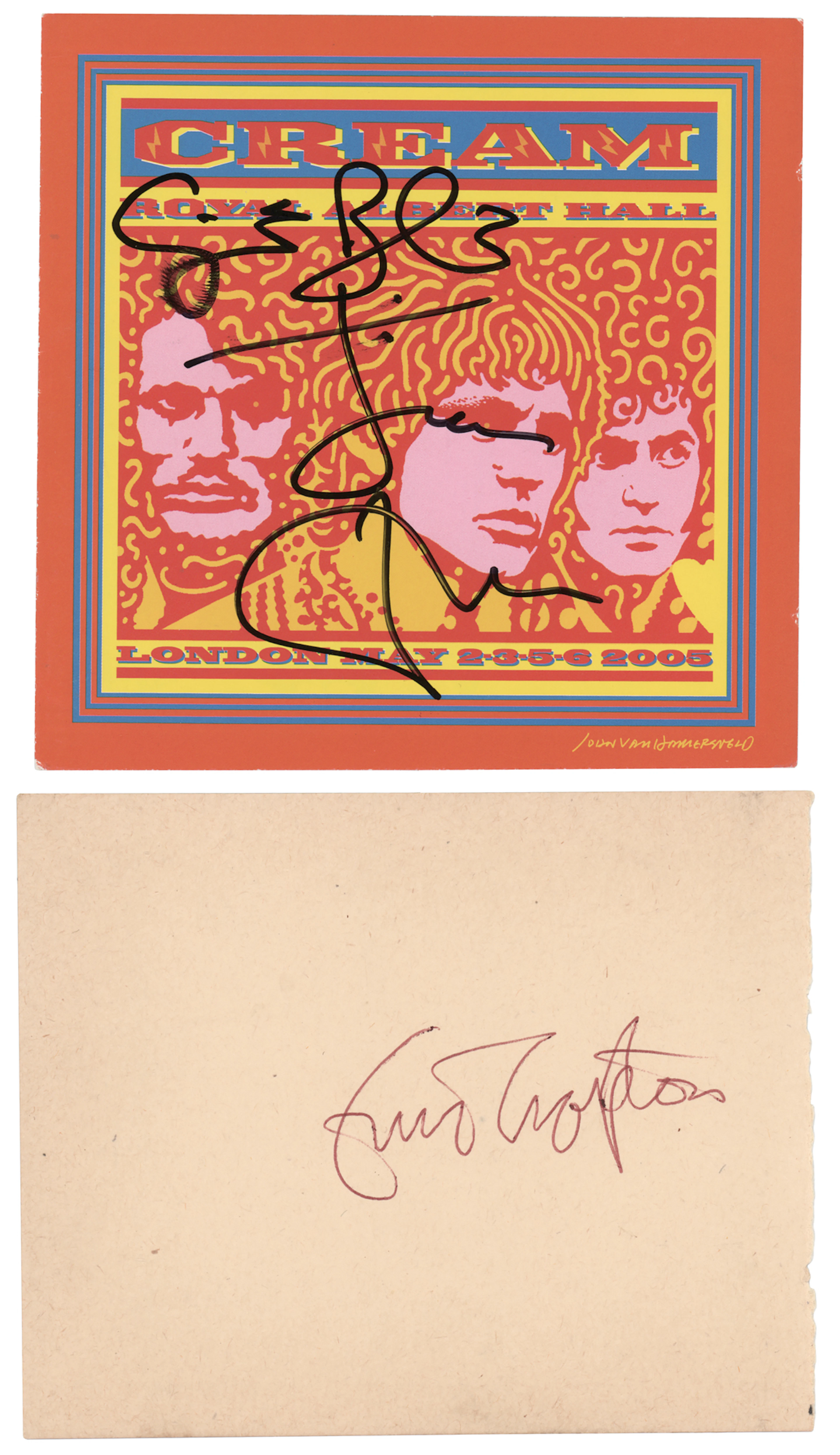 Cream: Eric Clapton Signature and Jack Bruce/Ginger Baker Signed CD Booklet