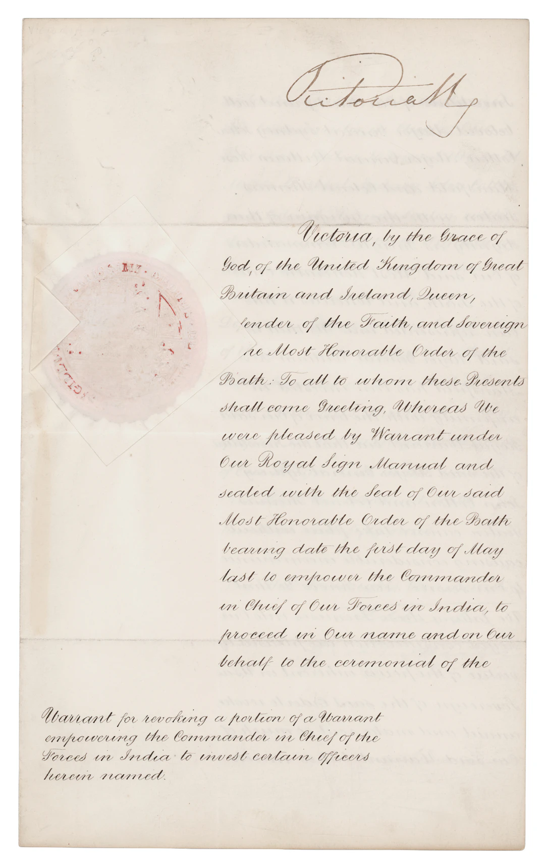 Queen Victoria and Prince Albert Document Signed for the Investiture