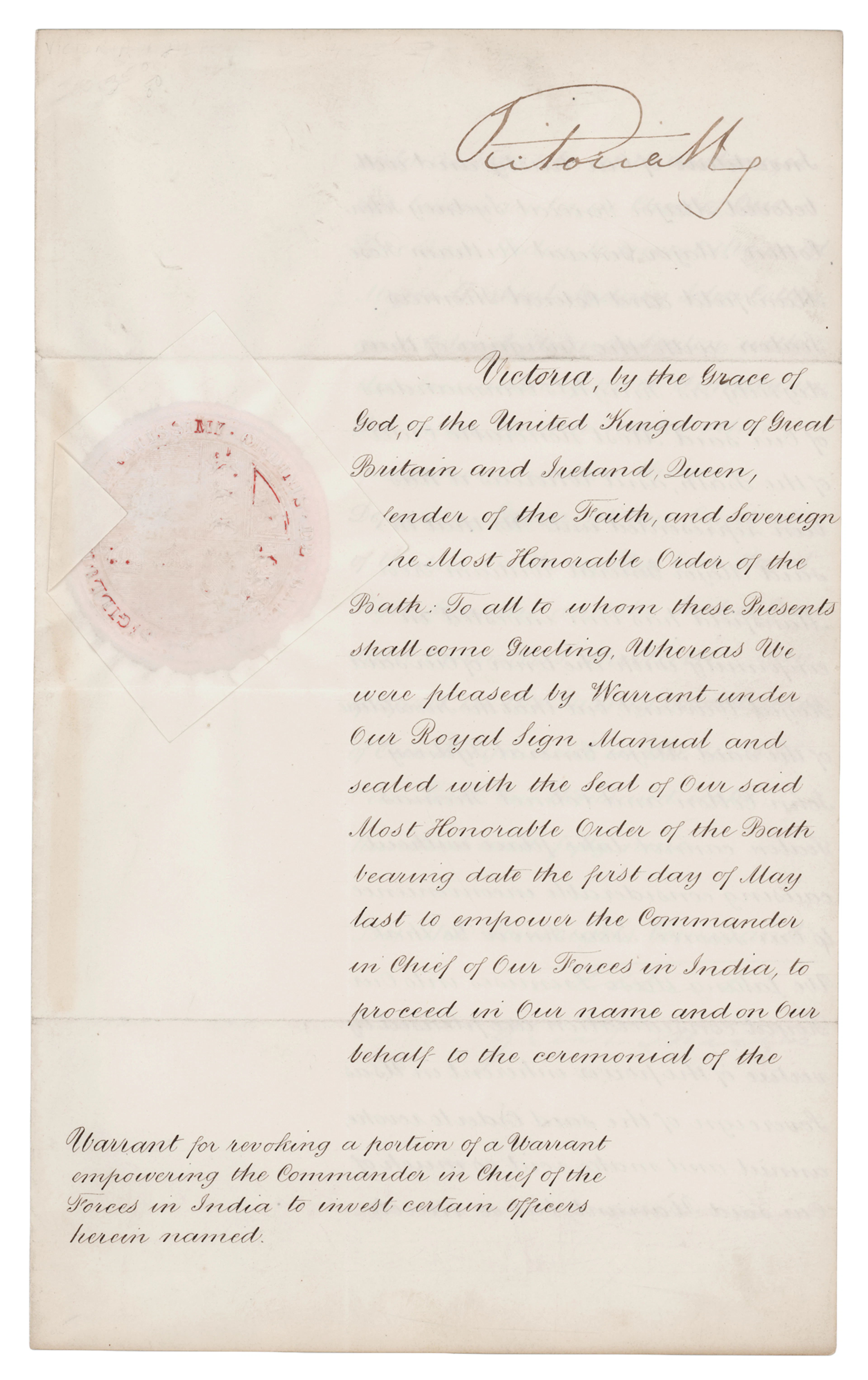 Queen Victoria and Prince Albert Document Signed for the Investiture