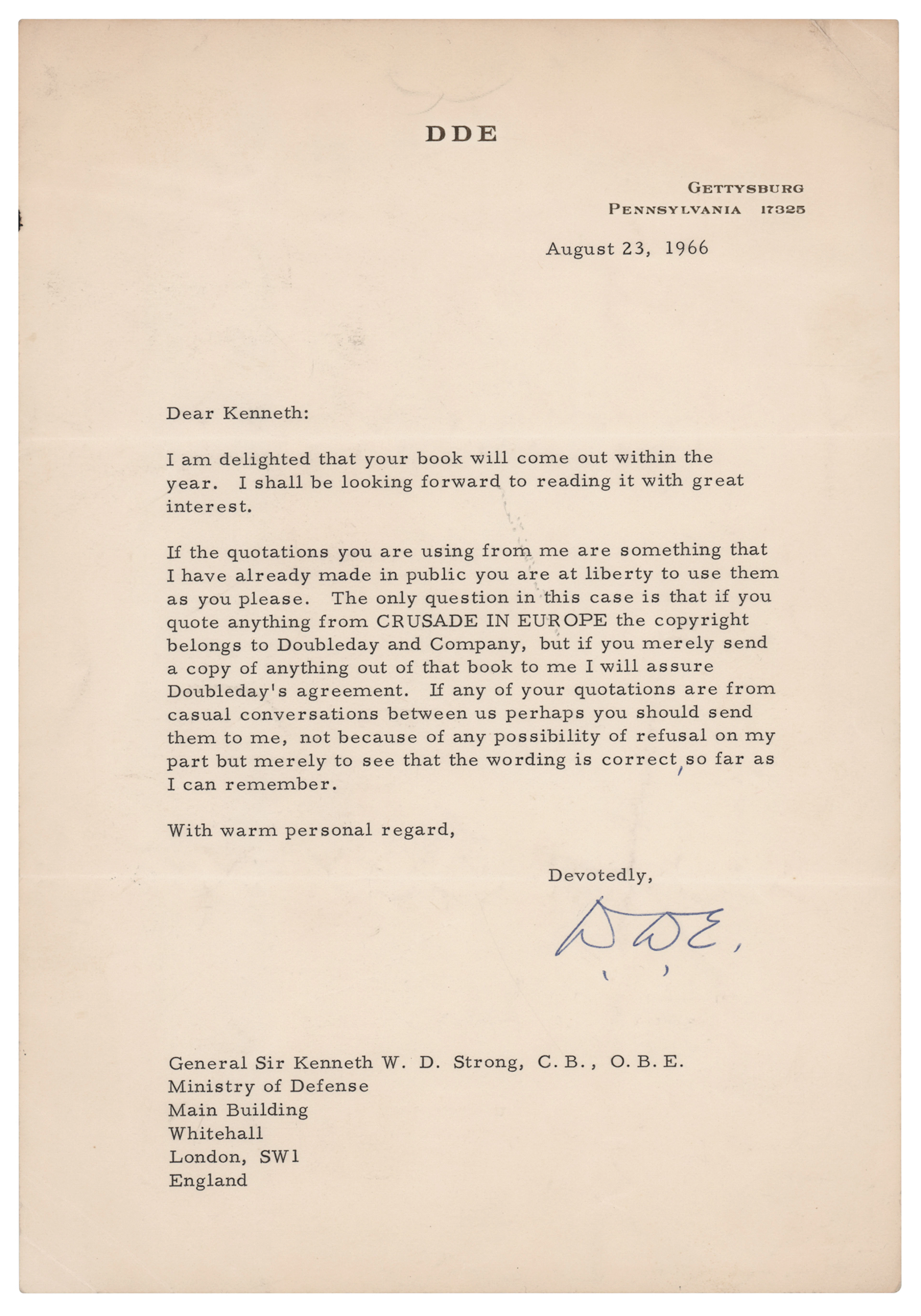 Dwight D. Eisenhower Typed Letter Signed to His Former British Chief