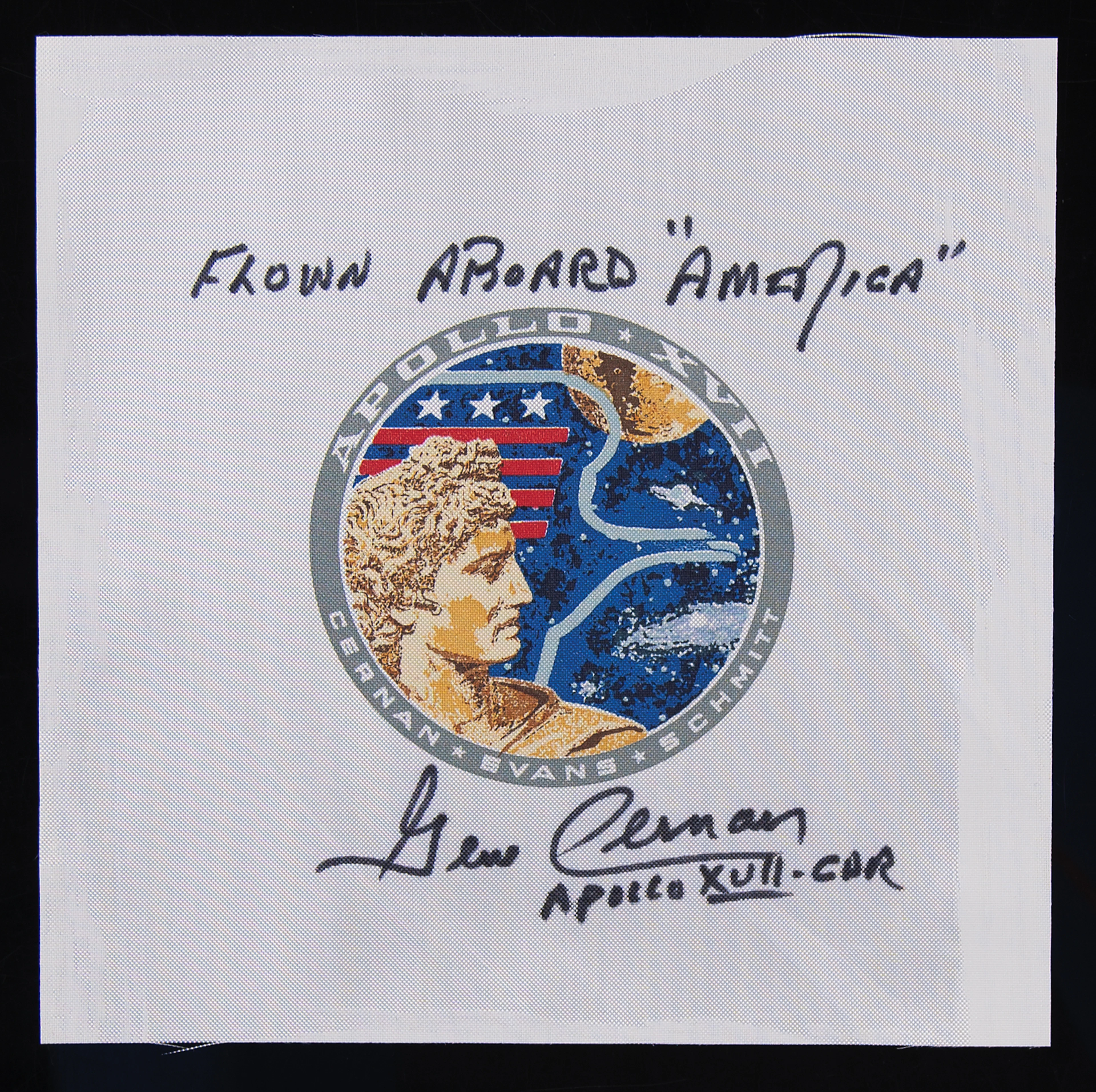 Apollo 17 Flown Beta Patch - Signed by Gene Cernan