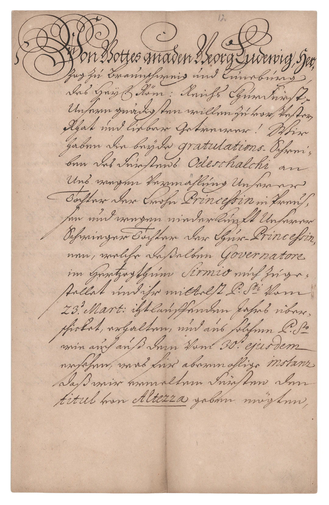 King George I Letter Signed as Elector of Hanover