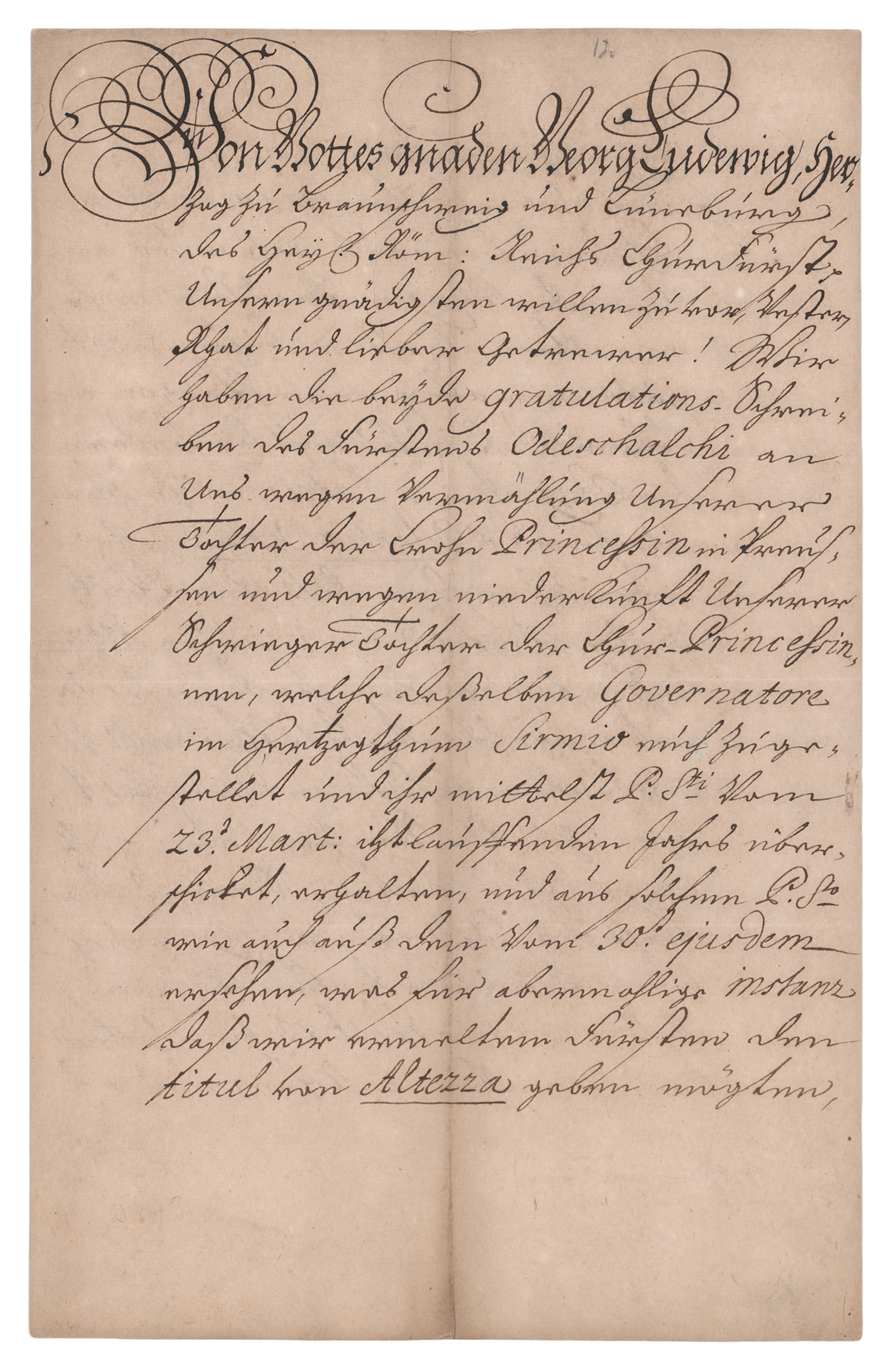 King George I Letter Signed as Elector of Hanover