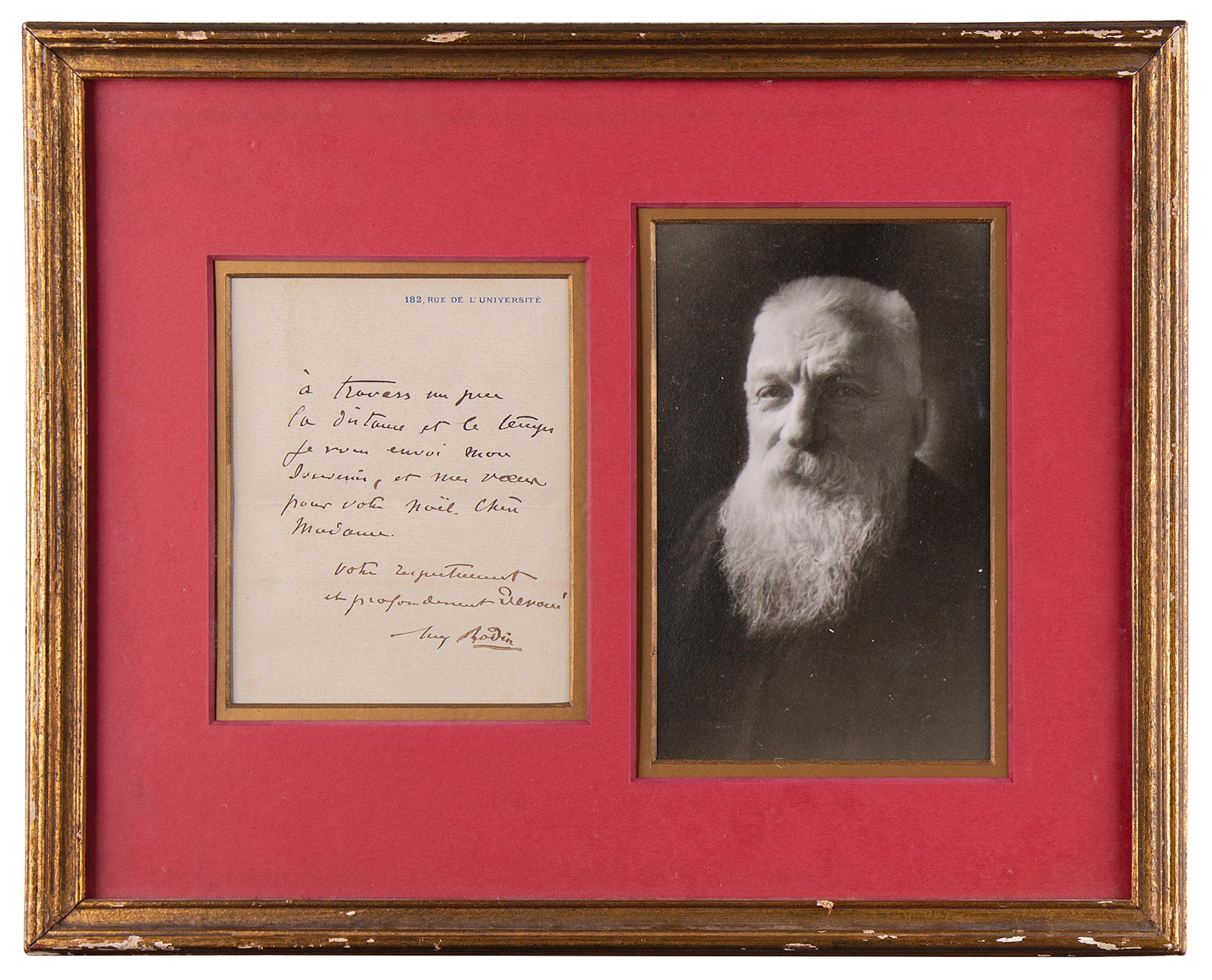 Auguste Rodin Autograph Note Signed, Sending Christmas Wishes