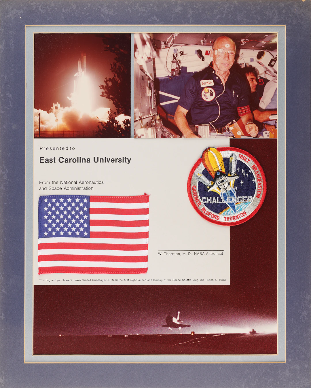 STS-8 Flown Flag and Patch - From the Personal Collection of William