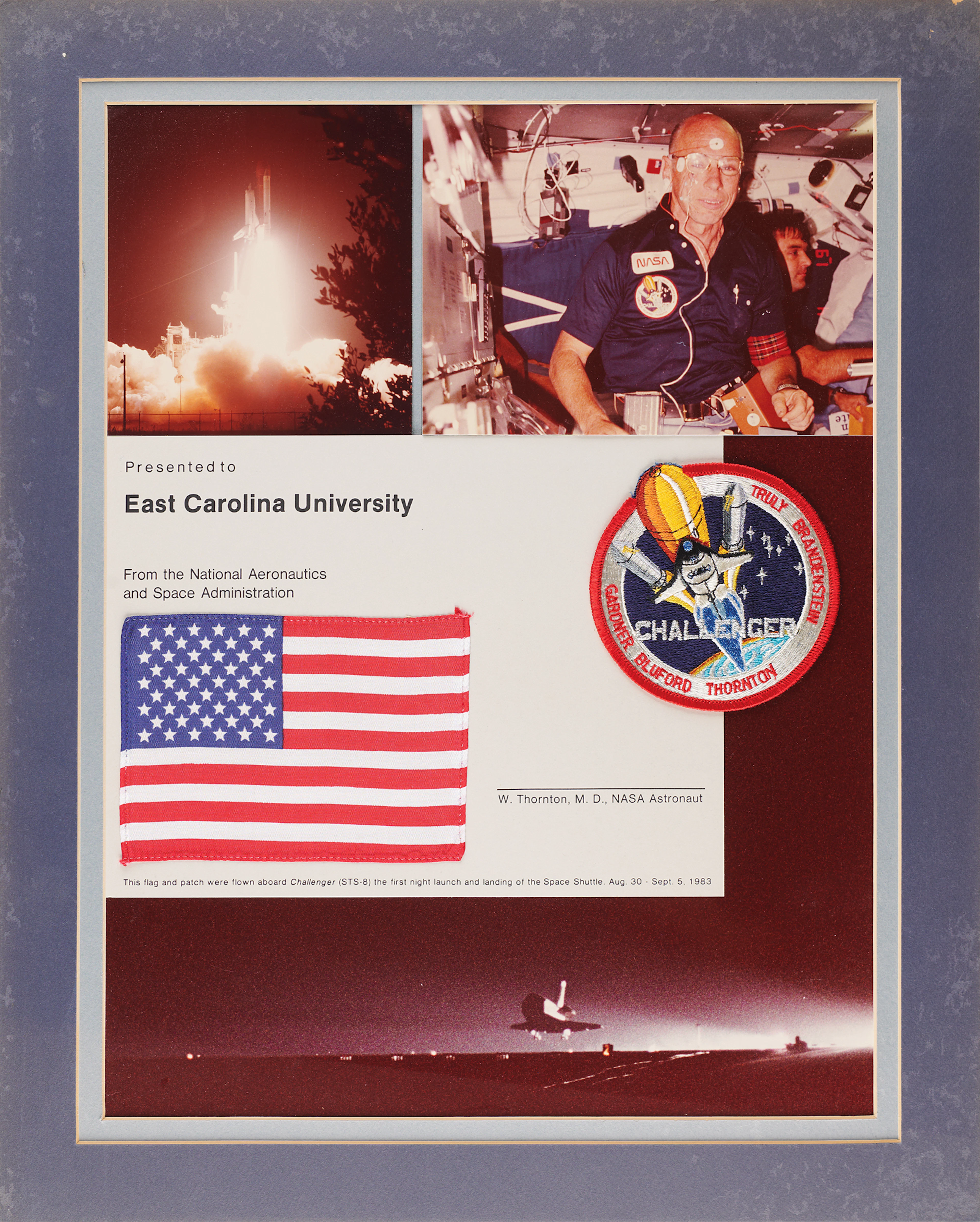STS-8 Flown Flag and Patch - From the Personal Collection of William
