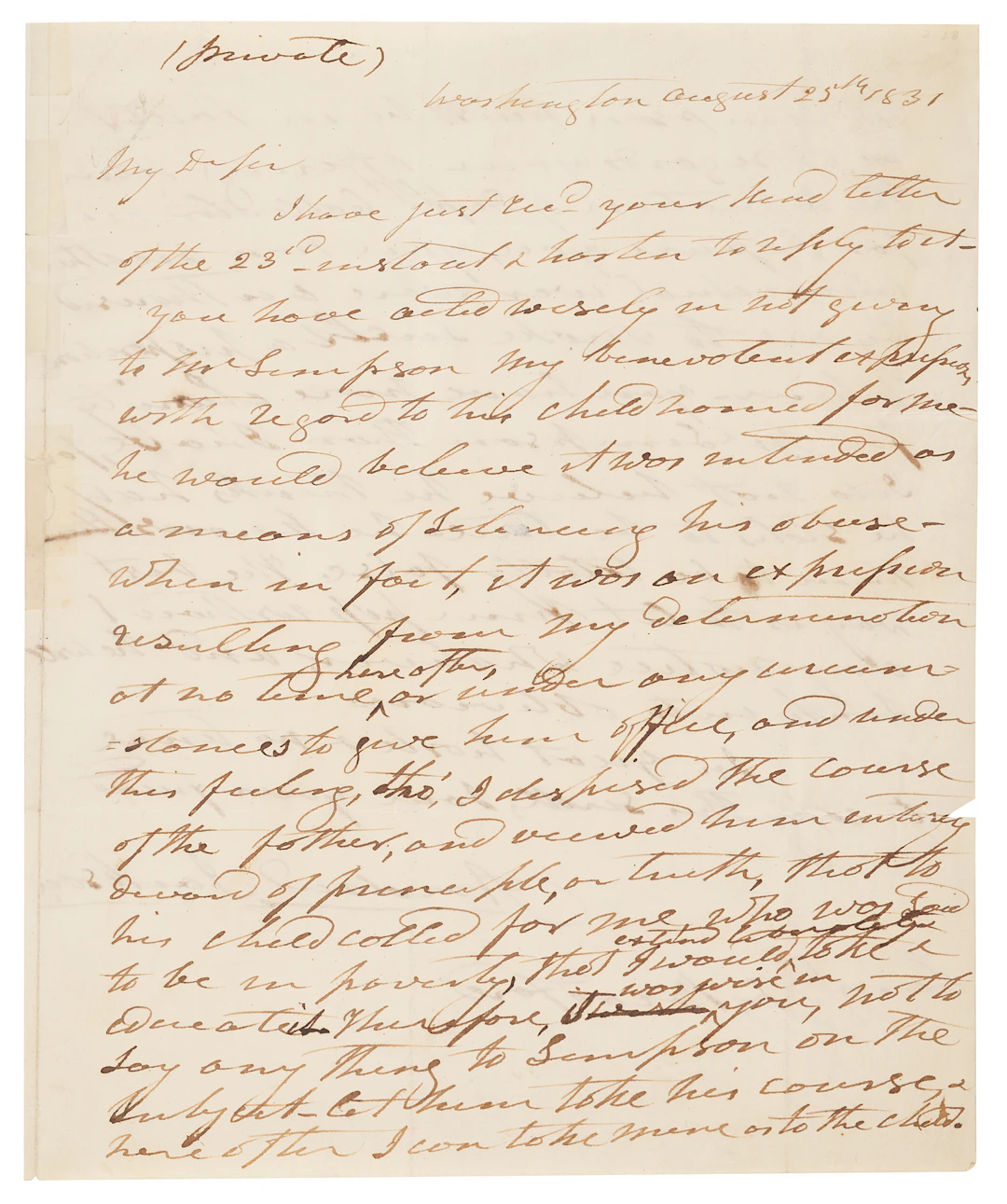 Andrew Jackson Autograph Letter Signed as President - "Let him pass
